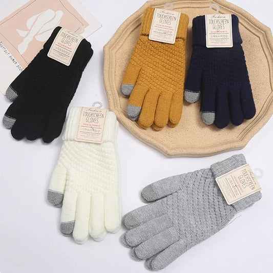 Womens Cashmere Knitted Winter Gloves Women Autumn Winter Warm Thick Touch Screen Skiing Outdoor Cycling Glove