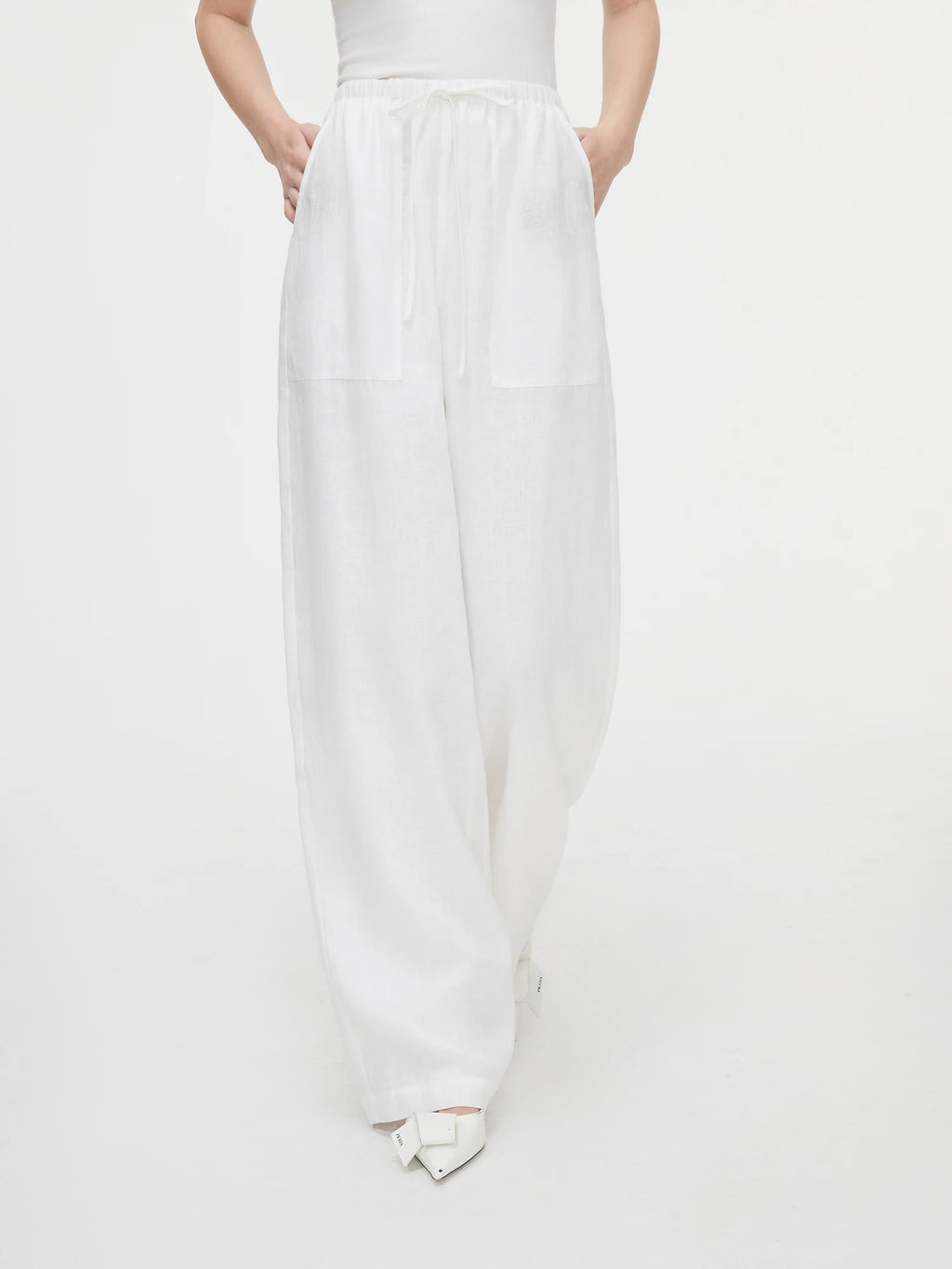 FSLE Office Lady Linen Top Set Women's Summer Thin Loose Sunscreen Shirt Casual Pants Two Piece Set 24FS13269+24FS13271