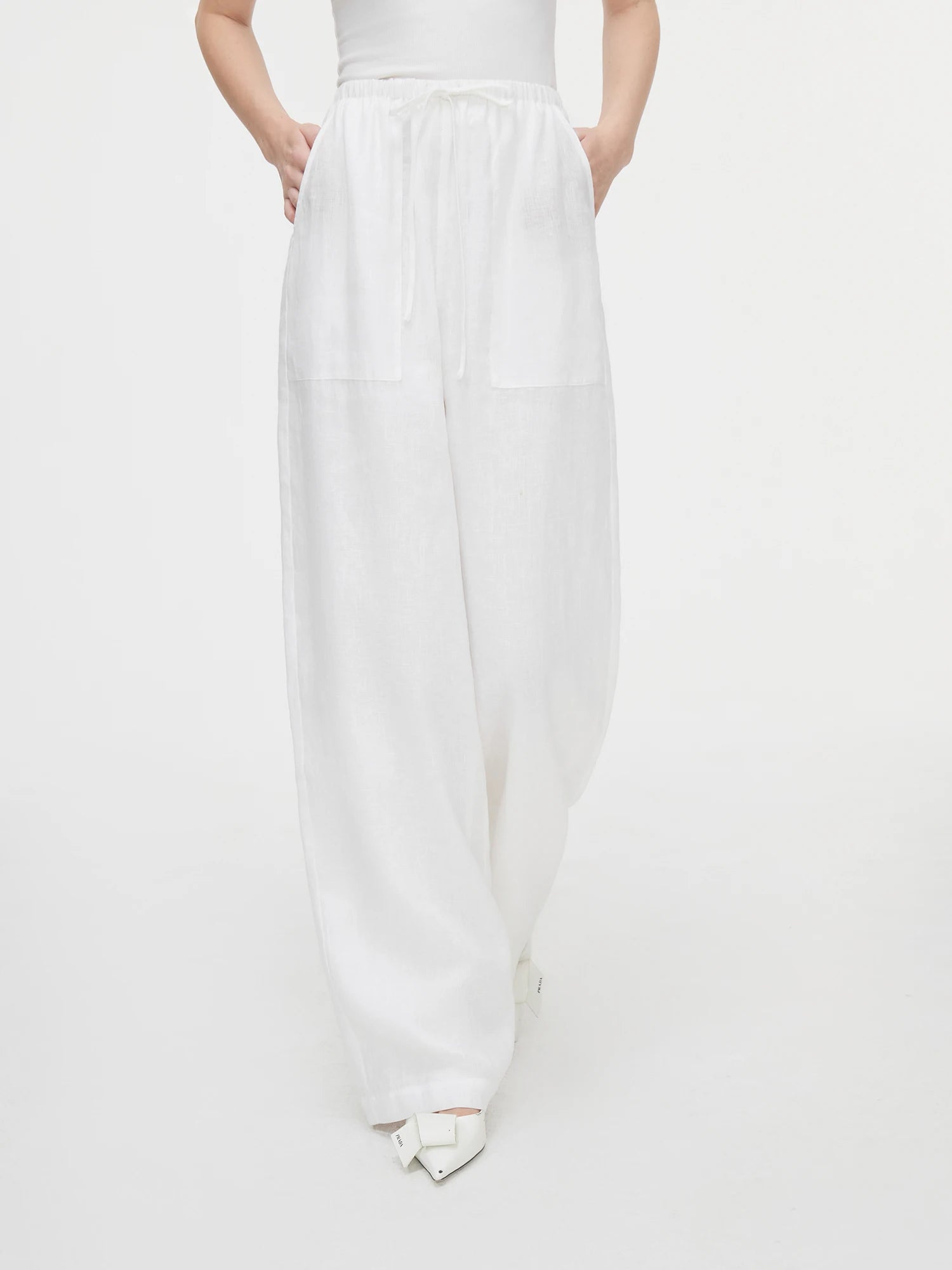 FSLE Office Lady Linen Top Set Women's Summer Thin Loose Sunscreen Shirt Casual Pants Two Piece Set 24FS13269+24FS13271