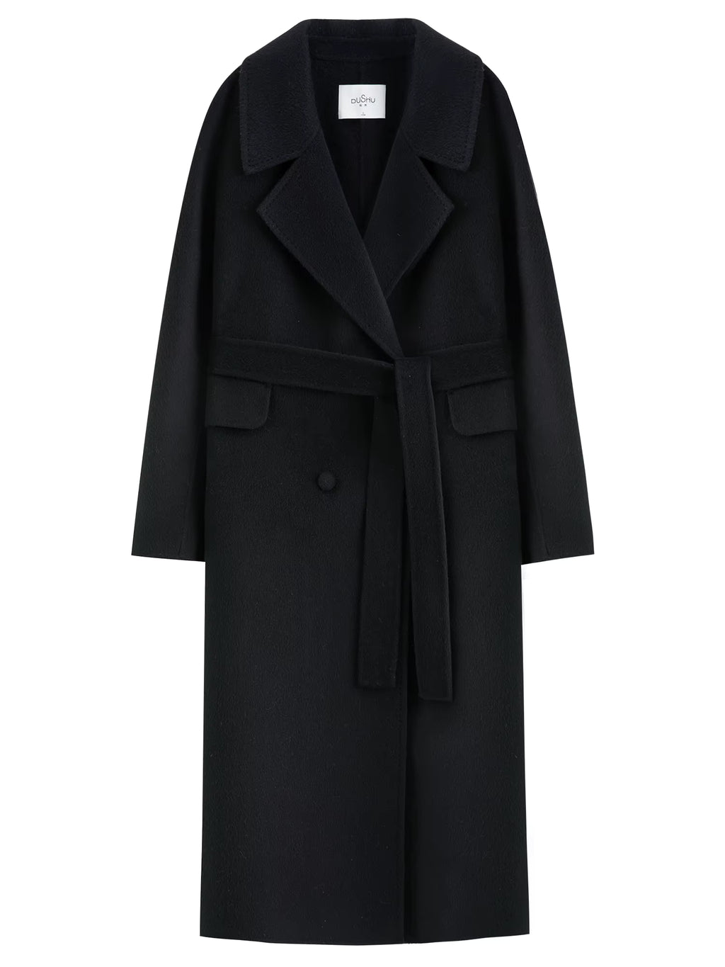 Double-breasted Cashmere Wool Coat Elegant Ladies Women Commuting Simple Temperament Mid-calf Length British Style
