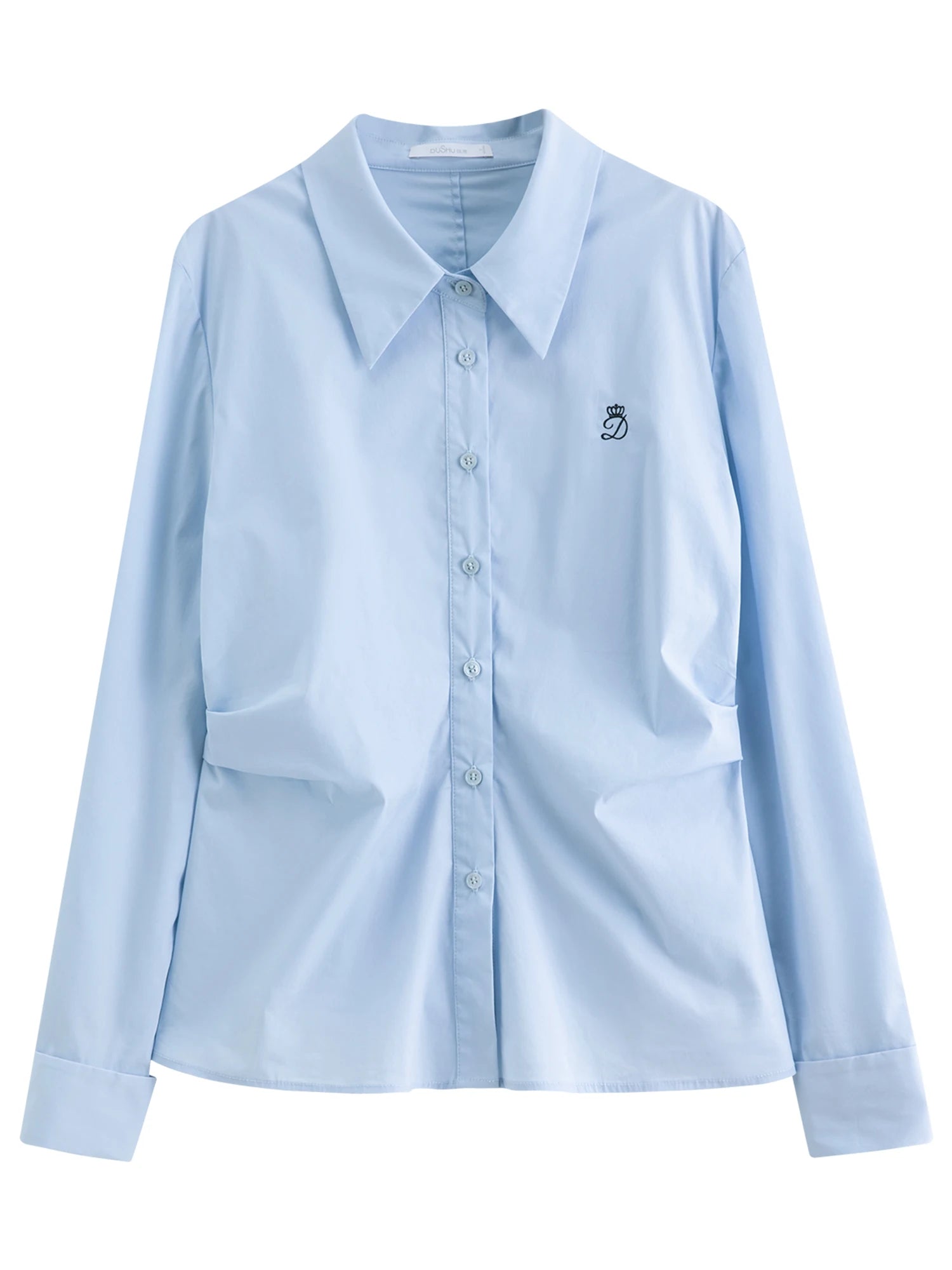 DUSHU Pleated Tie Waist Tricolor Shirt 2025 Autumn New Shirt Slim Tops A-line Skirts Women Suits