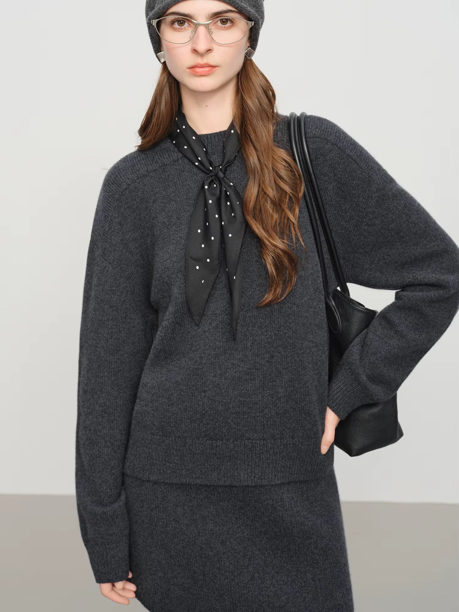 【Premium Series】 Winter 2025 Women's Minimalist Knit Set - Round Neck Sweater & A-Line Skirt Casual Comfort Two Piece Outfit