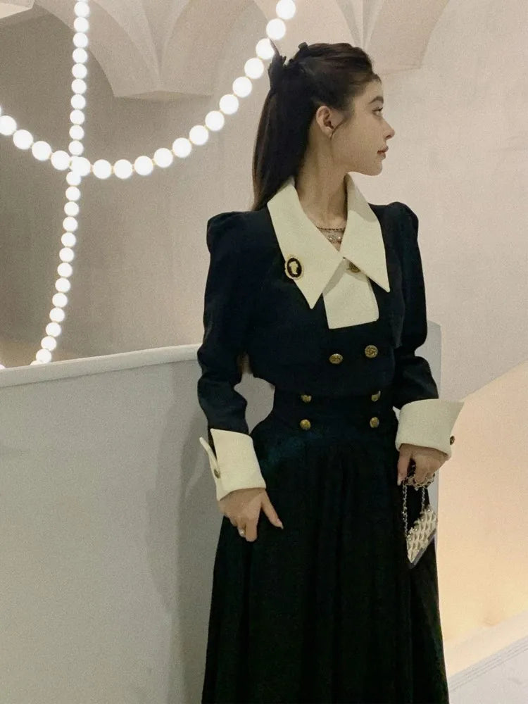 Spring New Elegant 2 Piece Sets Womens Vintage Black Blazer Skirts Suit Femme Outfits Autumn Korean Fashion y2k Clothes