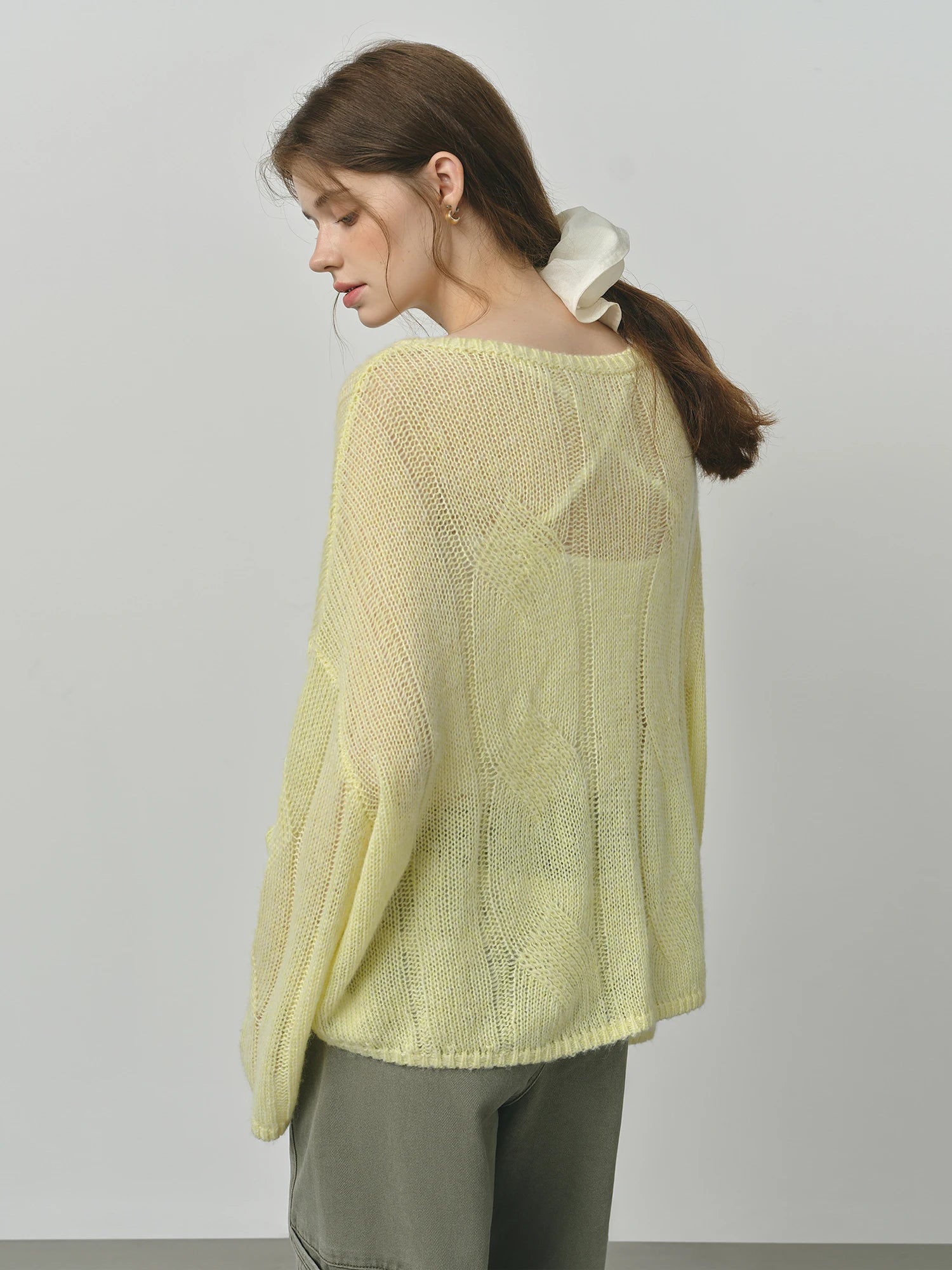 FSLE Alpaca French Lazy Cable Knit Sweater 2025 Autumn New Loose Pullover Sweater