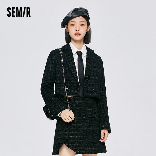 Semir Blazer Women Short Love Casual Suit 2022 Autumn New Texture Suit Sweet And Cool Style Women