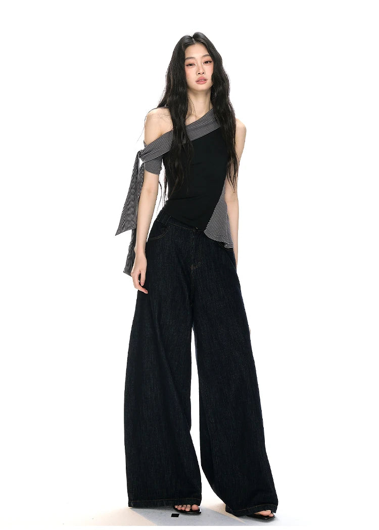 Modern Asymmetrical One-Shoulder Wrap Detail Top
