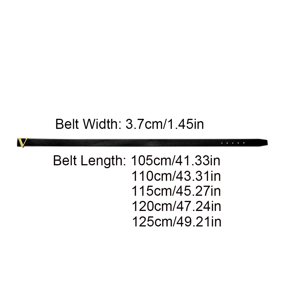 LUCKACE Design Belt For Men Fashion Women Luxury Letter Smooth Buckle Belts Alloy V Buckle Belts Leather Belts Gifts Waist