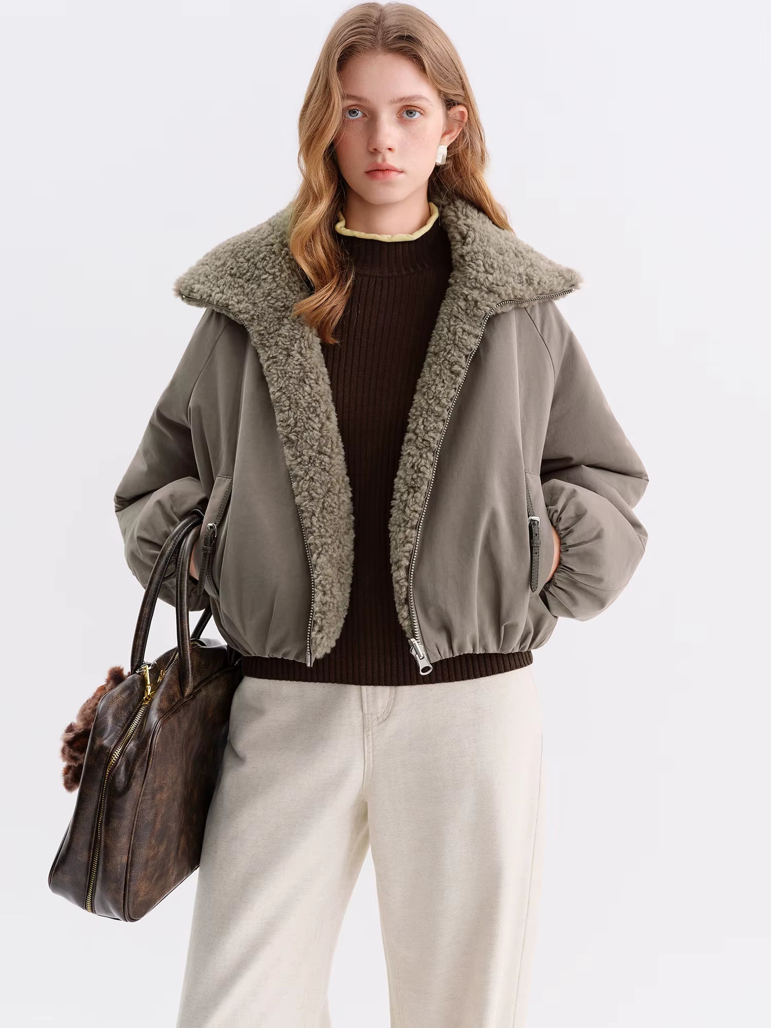 Cropped Fur Coats Women Turn Down Collar New Korean Style Loose Fit Reversible Fur Top Streetwear Chic Simple Stylish