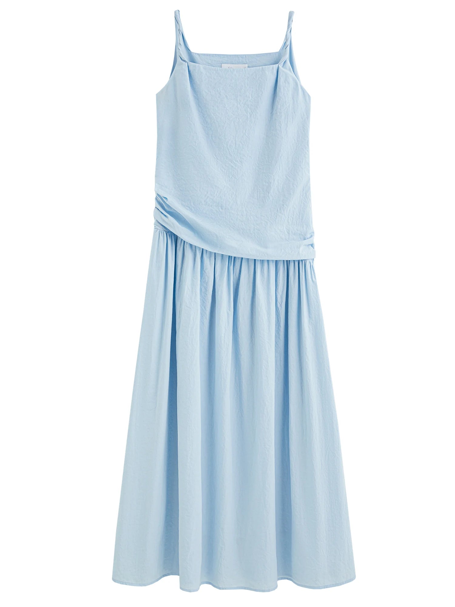 FSLE Elegant Pleated Off-Shoulder Strap Long Dress 2025 Summer New Romantic Slimming Gown for Women