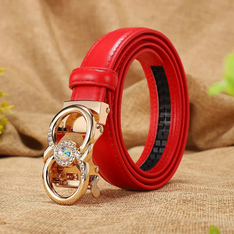New Belts Women Luxury Famous High Quality Dress Cowhide Leather Automatic Buckle Brand Designer Female Belt Candy Color LB2202