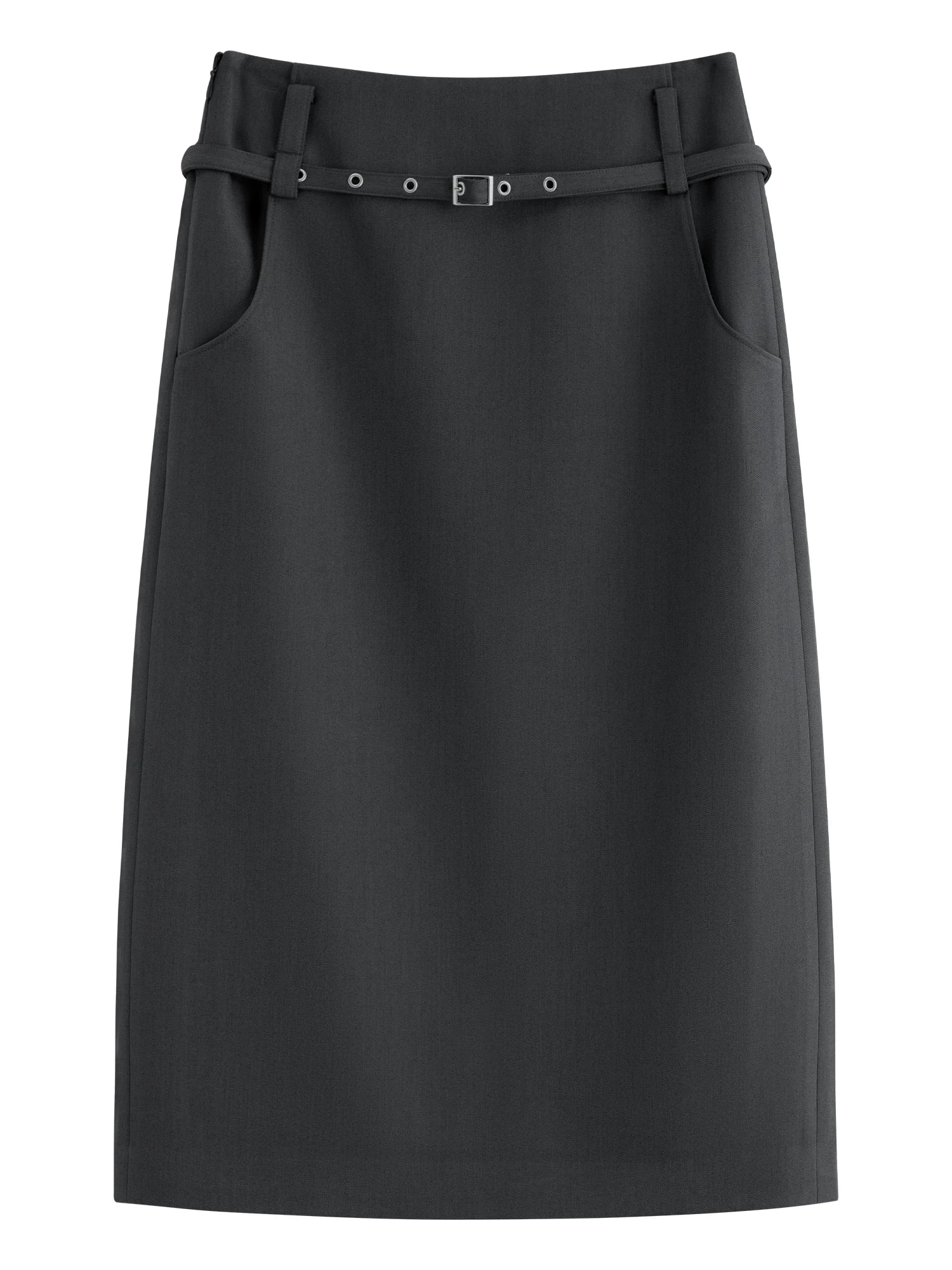 FSLE Dark Gray Retro Straight Skirt For Women Autumn 2025 New Arrival Minimal Temperament Commuting Office Chic Skirt