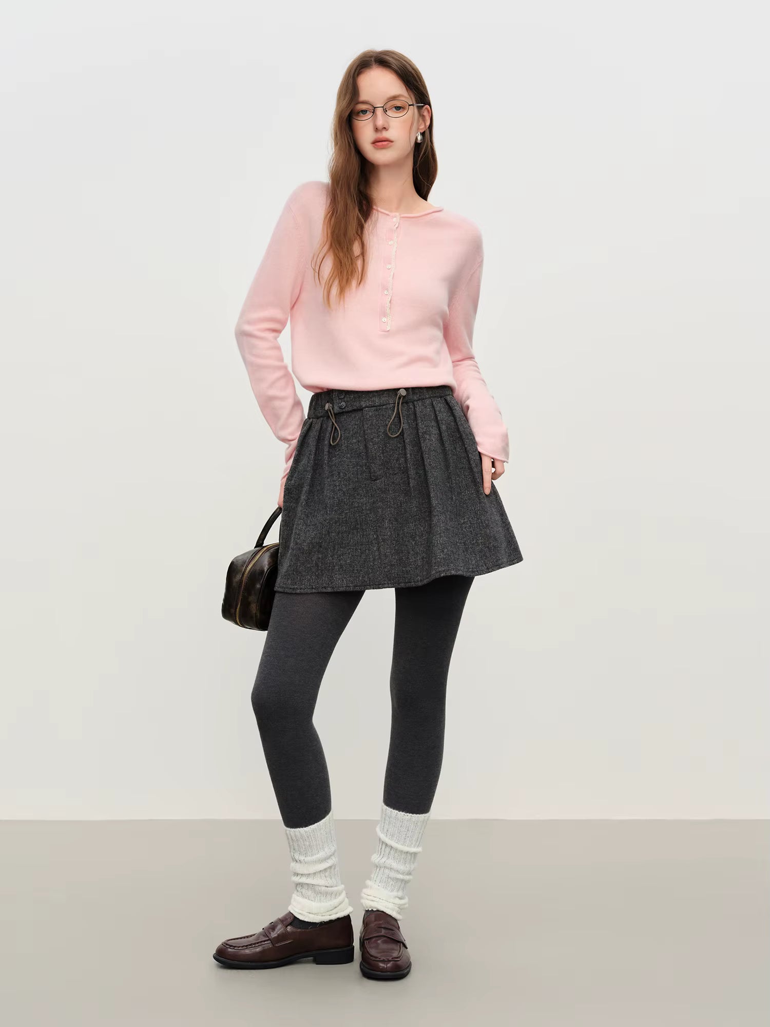 2025 Winter Women's Lace Trim Knit Sweater - Round Neck Wool Blend Pullover Top with Soft Touch for Casual Comfort