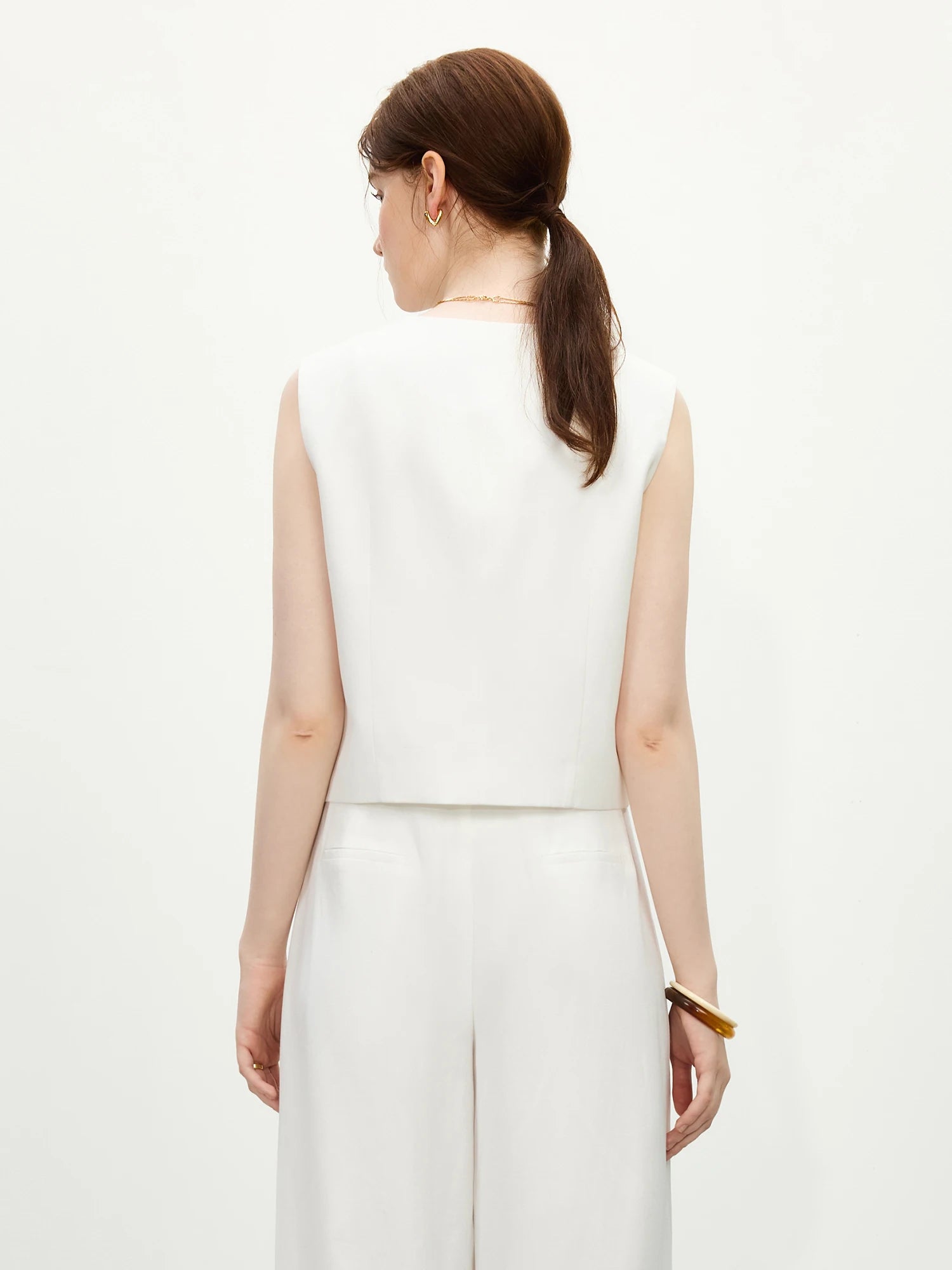FSLE 2025 Summer Old Money Vest Wide-Leg Pants Set Vintage Tailored Two-Piece Adjustable Waist Eco Linen for Boardroom to Brunch