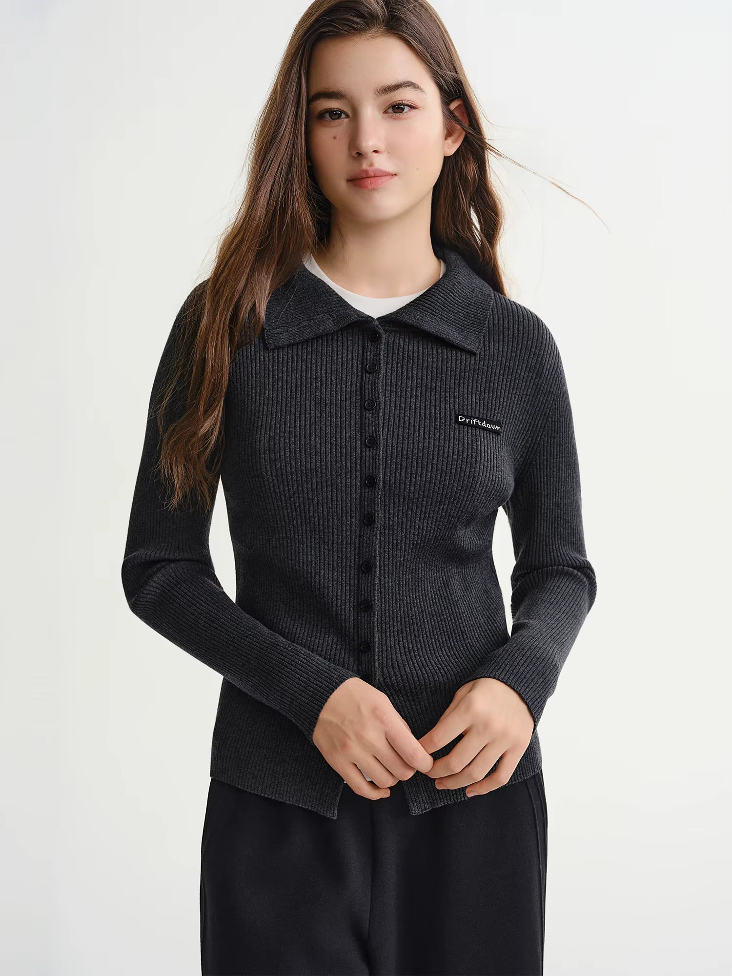 Simple Large Lapel Sweater 2025 Autumn and Winter New Slim-fitting Ribbed Top Long Sleeve Tops Casual Daily Cardigans Ins