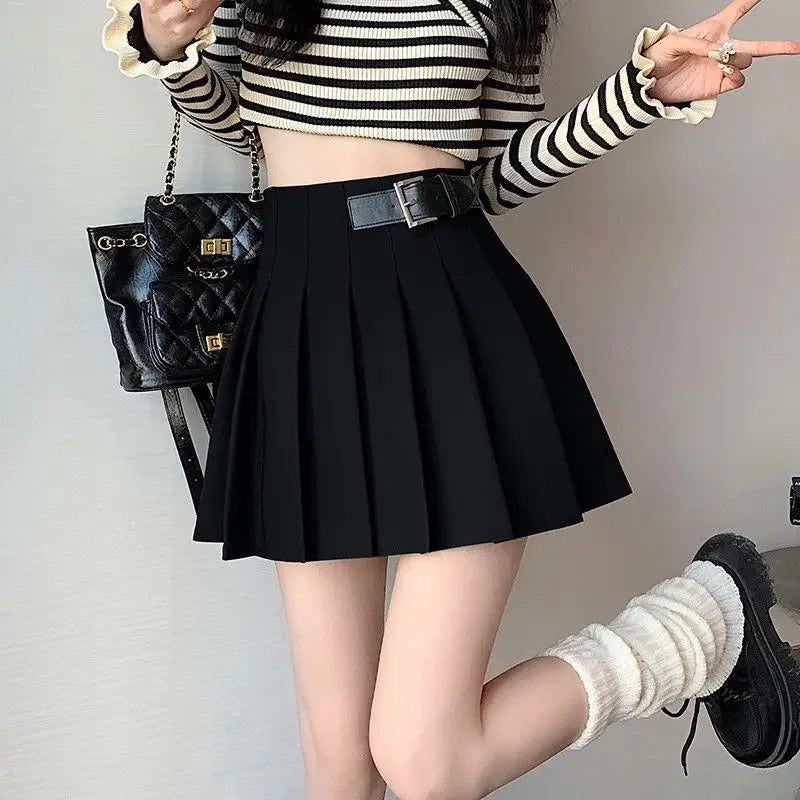 New 2024 Women's Autumn/winter High-waisted Mini Dress Khaki Spicy Girl Skirt Jk Hundred Pleats A- line Skirt