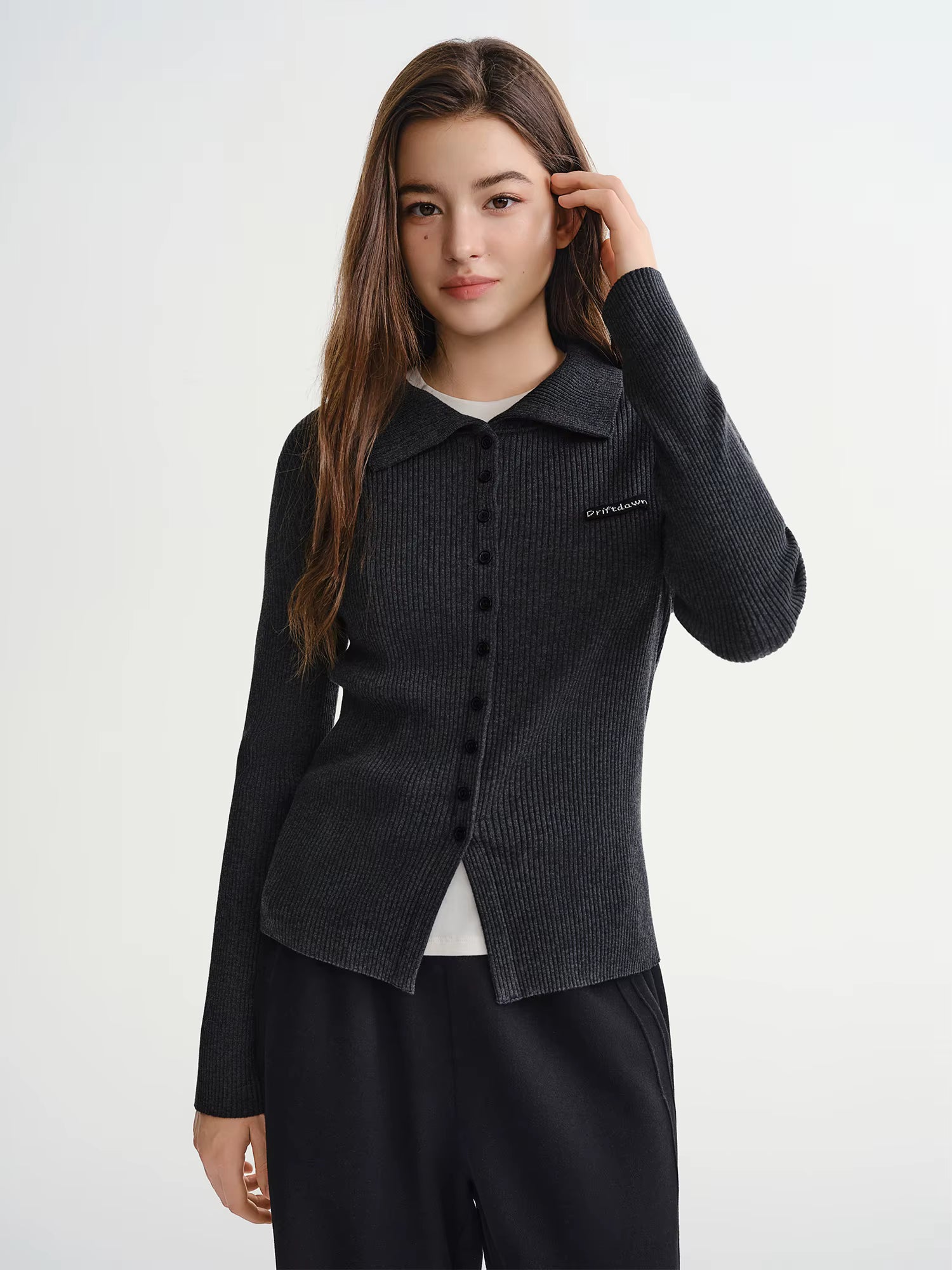 Simple Large Lapel Sweater 2025 Autumn and Winter New Slim-fitting Ribbed Top Long Sleeve Tops Casual Daily Cardigans Ins