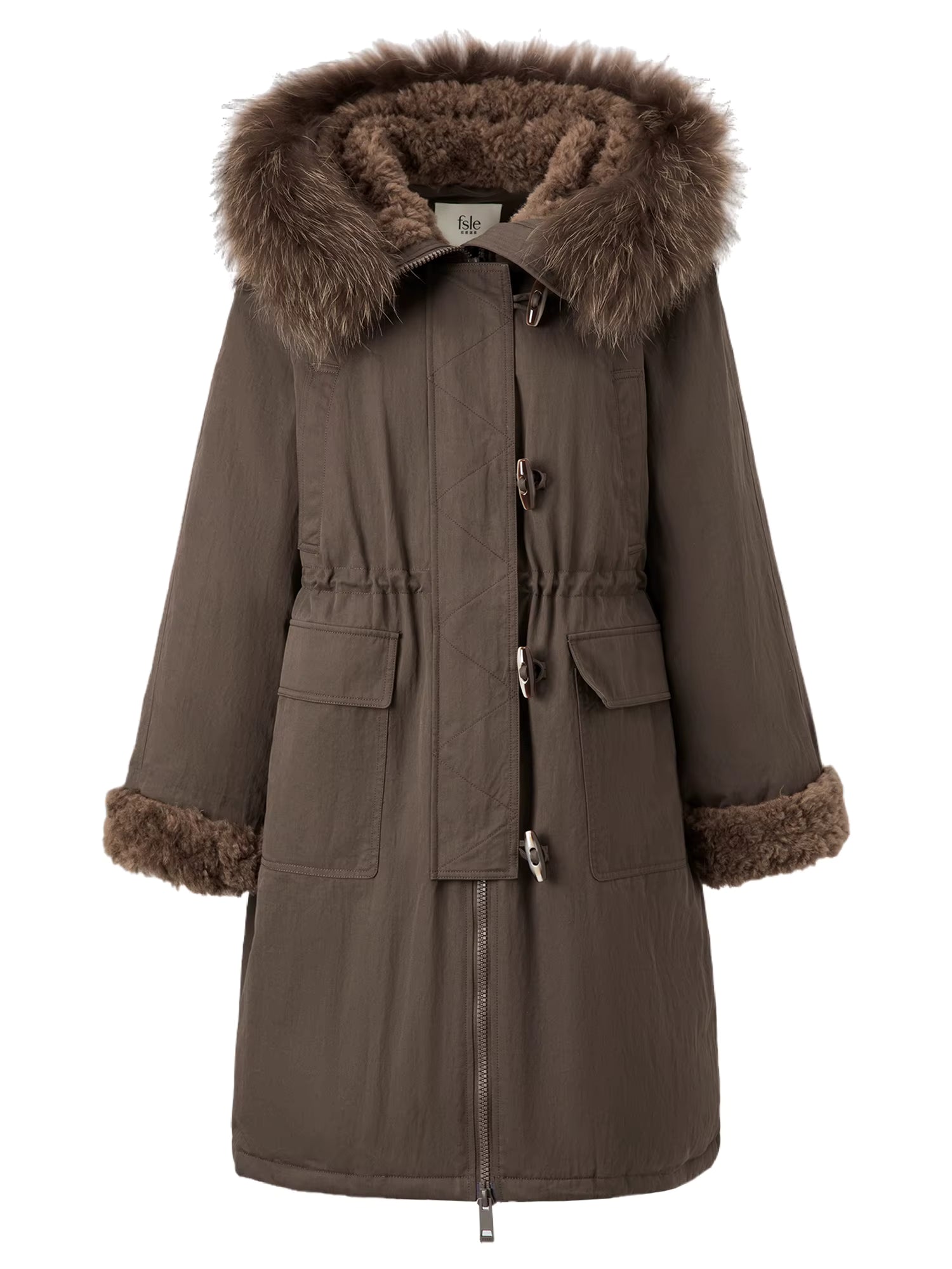 Women's Fur-Lined Down Parka with Wool Blending Mid-Length Winter Jacket for 2025 Winter New Arrival Long Hooded Jacket