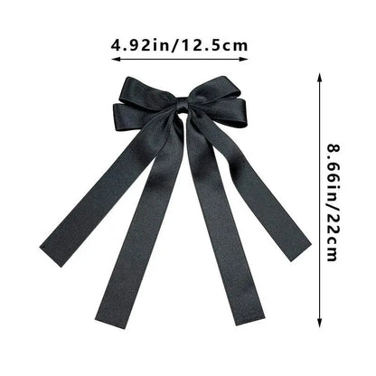 Women Elegant Bow Ribbon Hair Clip Fashion Solid Satin Spring Clip Simple Bowknot Hairpins Barrettes Hair Accessories for Girls