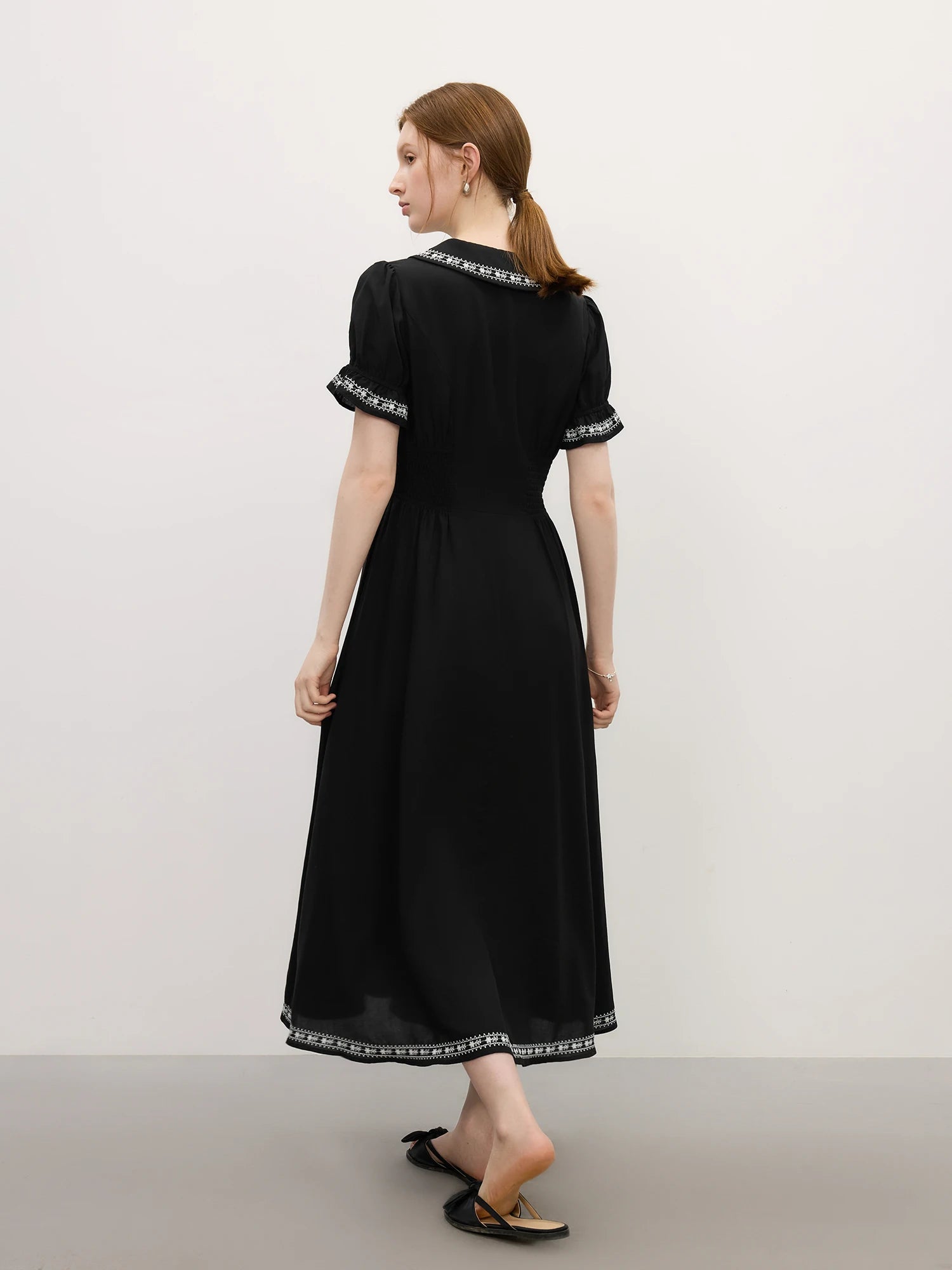 FSLE Tencel Linen Elegant Commuting French Audrey Hepburn Style Women's 2025 Summer Short Sleeve Little Black Dress