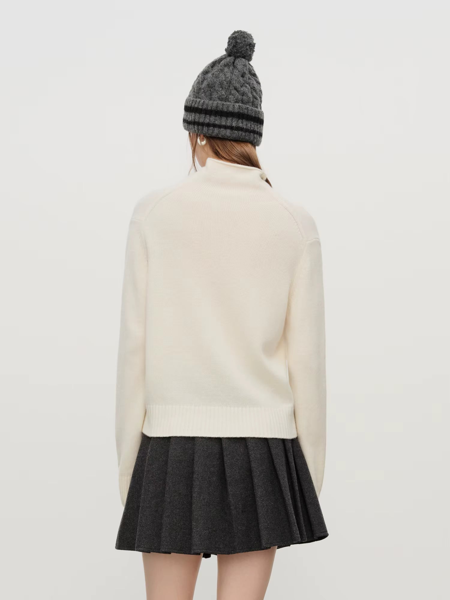 2025 Winter Women's Convertible Collar Wool Blend Knit Cardigan - Turtle Neck & Lapel Two Way Wear Long Sleeve Coat