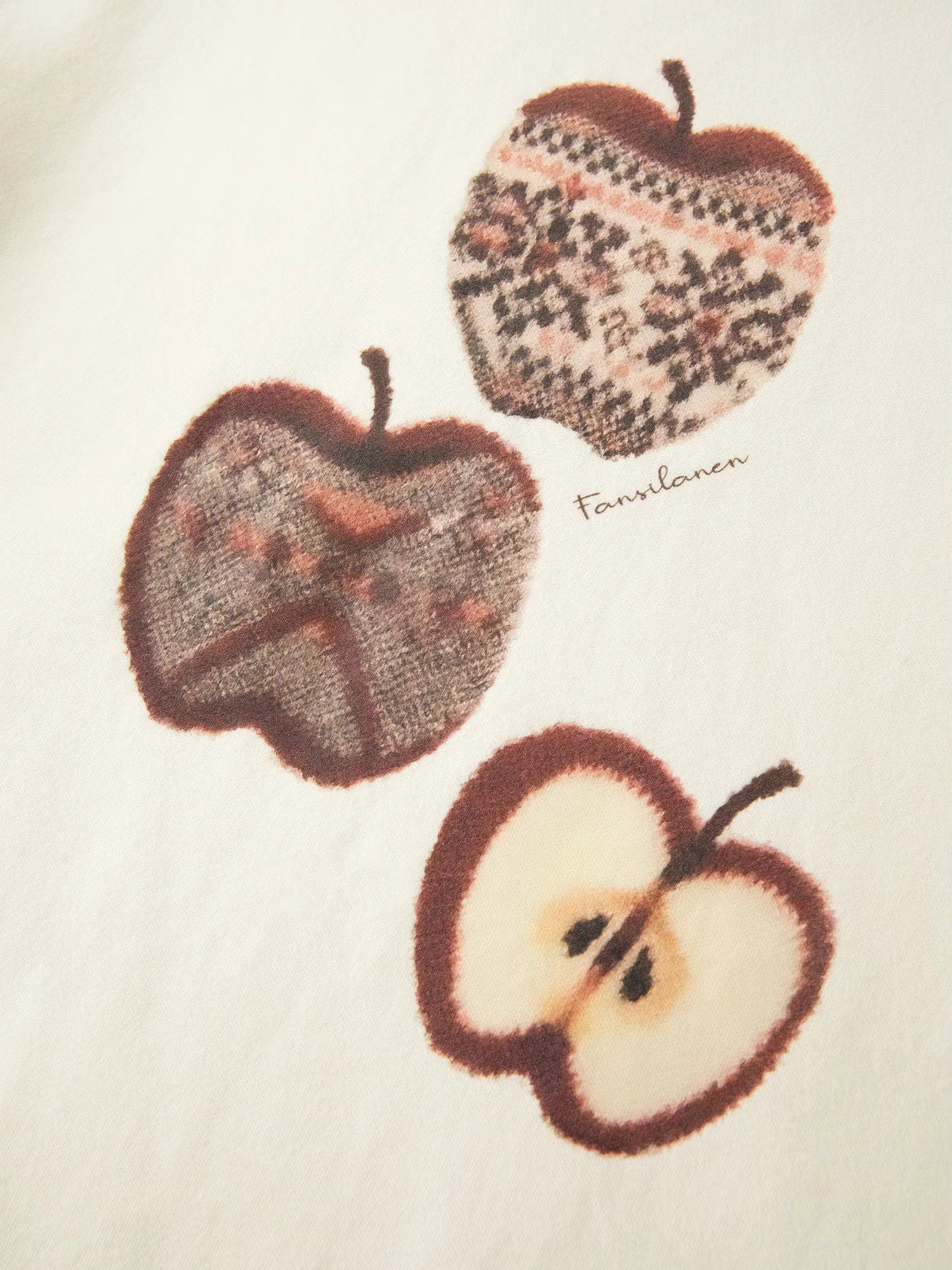 Spring Autumn New Women's American Retro Funny Apple Print T-Shirt Casual Loose Fit Round Neck Top Y2K Vintage Streetwear