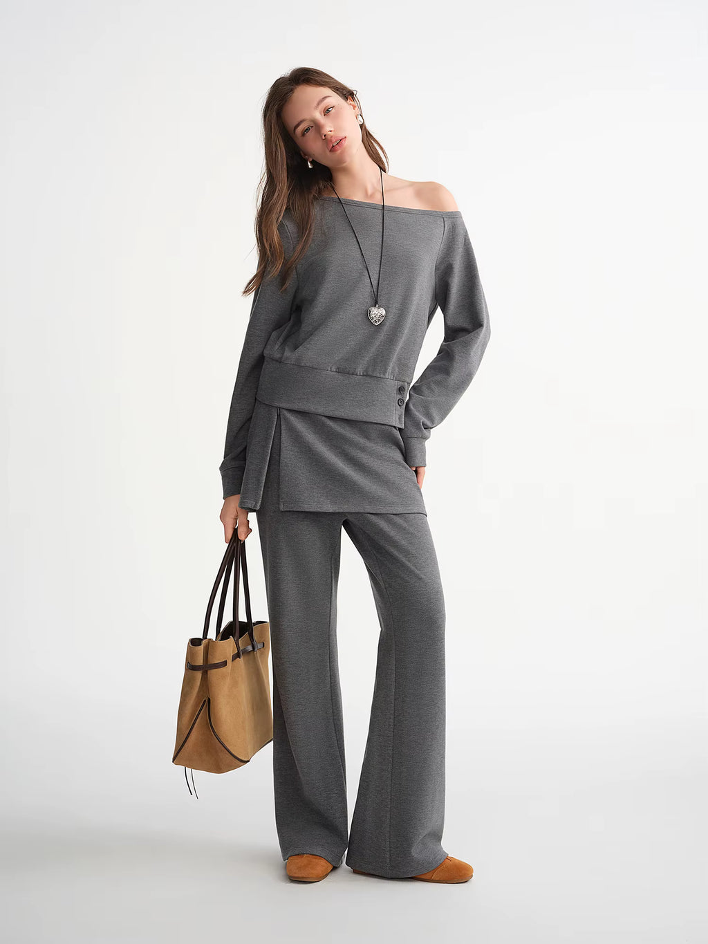 Plus Size Women's Off-Shoulder Hoodie Two-Piece Fashion Set with Unique Design Fall Winter 2025 Style Fantasy Collection