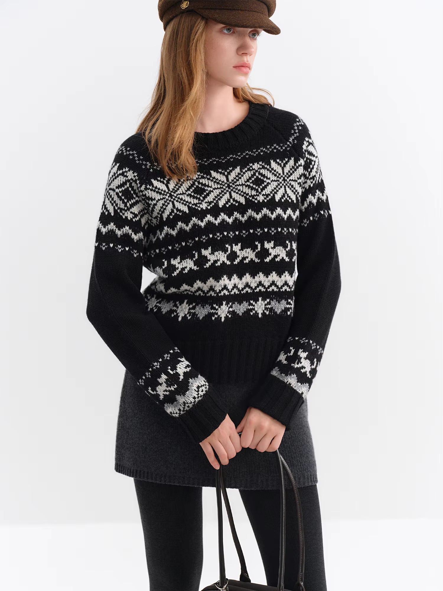 Christmas Sweater Fair Isle Cable Women Knit Sweater Crew Neck Pullover Winter Cozy Y2K Cottagecore Retro Patterned Jumper