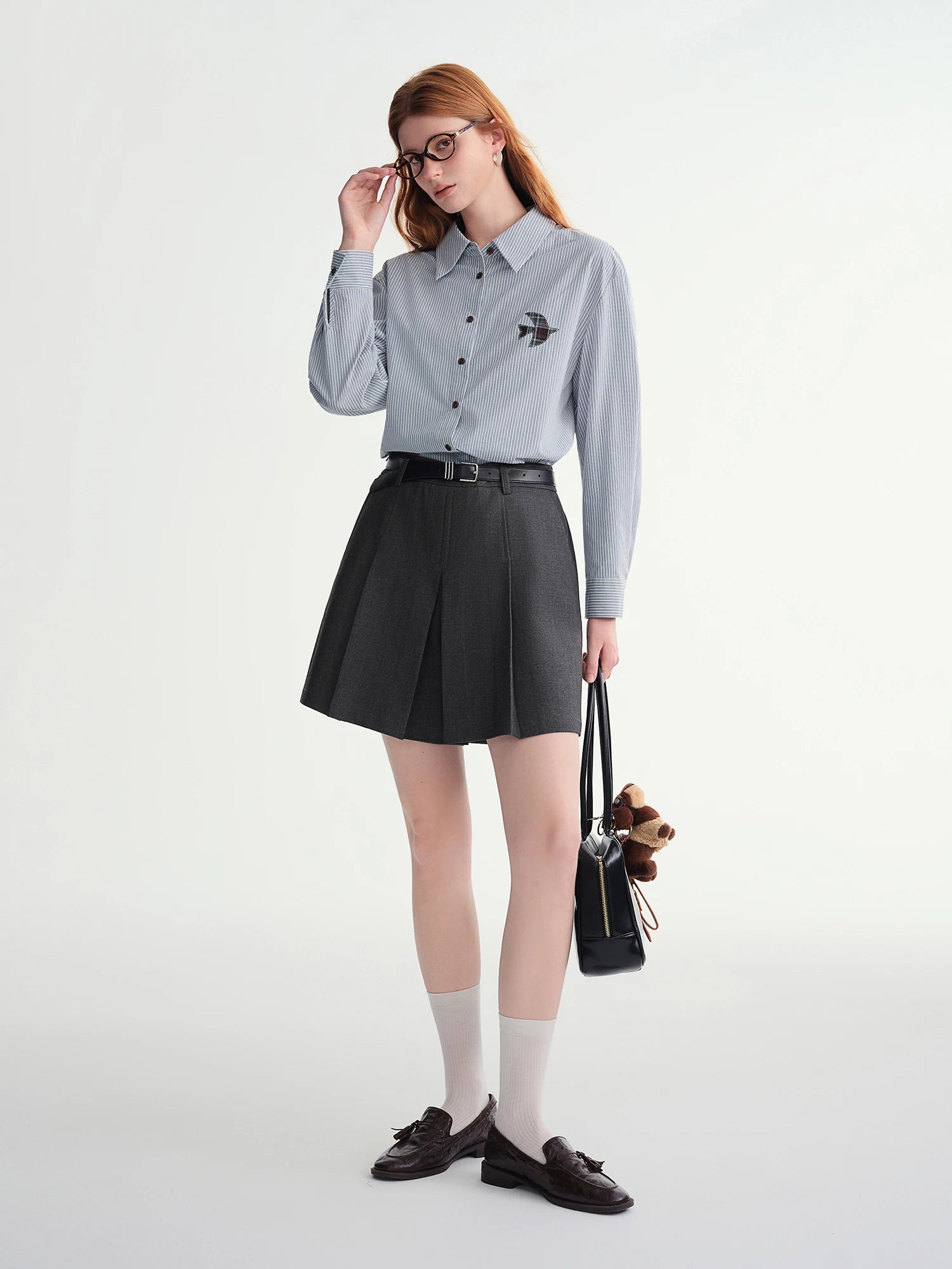 Winter 2025 Women's A-Line Pleated Skort - Office Workwear Skirt with Elastic Waist Figure-Flattering for Casual