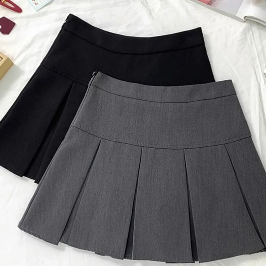 Grey High-waisted Mini Dress For Women Slimming Versatile Anti-exposure A- line Skirt Design Sensibility Spring Autumn 2024 New