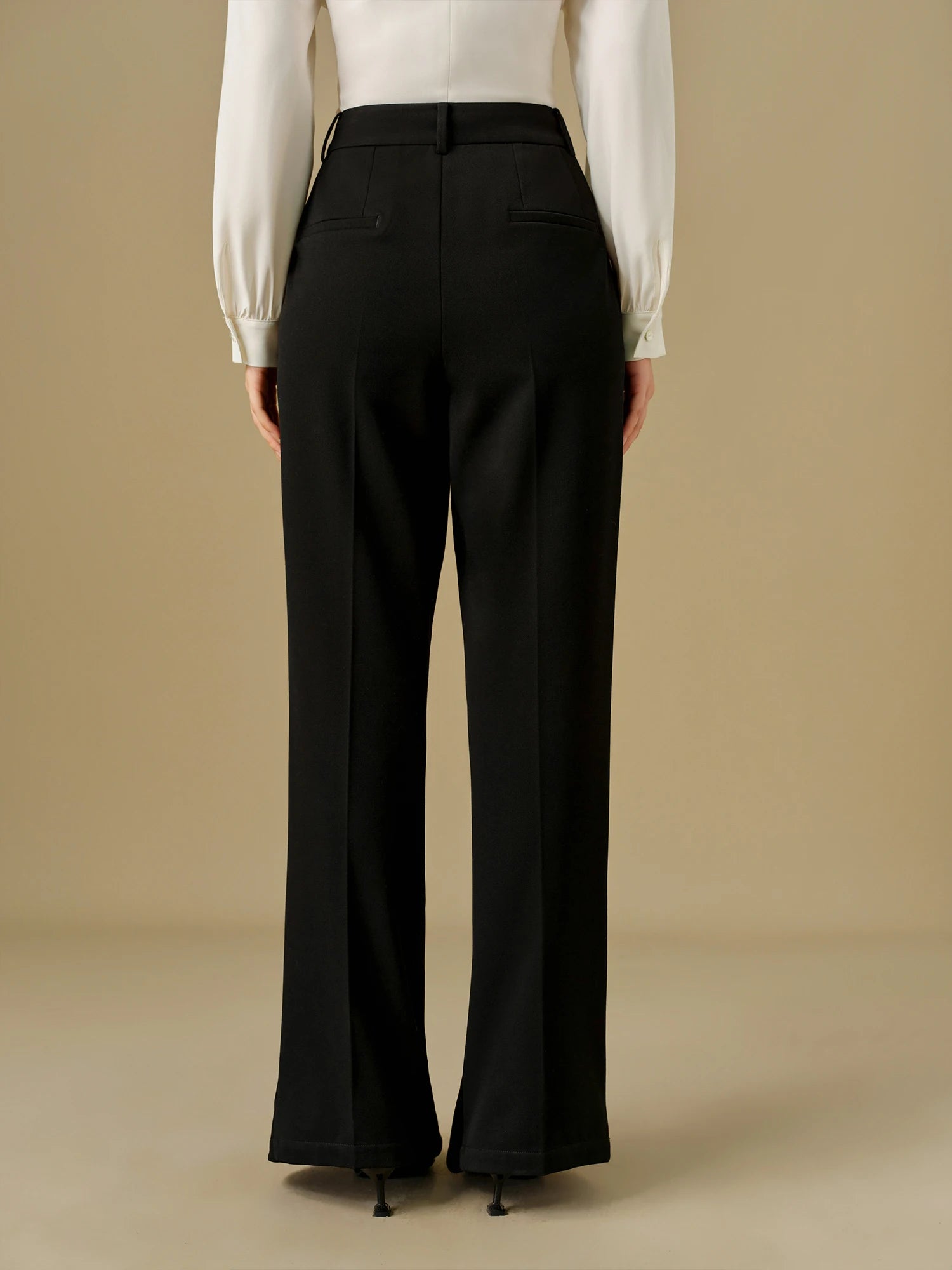 DUSHU Women Winter Thick Trousers Black Commuter Full Length Pants Office Lady Horseshoe Pant 650G Thicken Female Pant 24DH84025