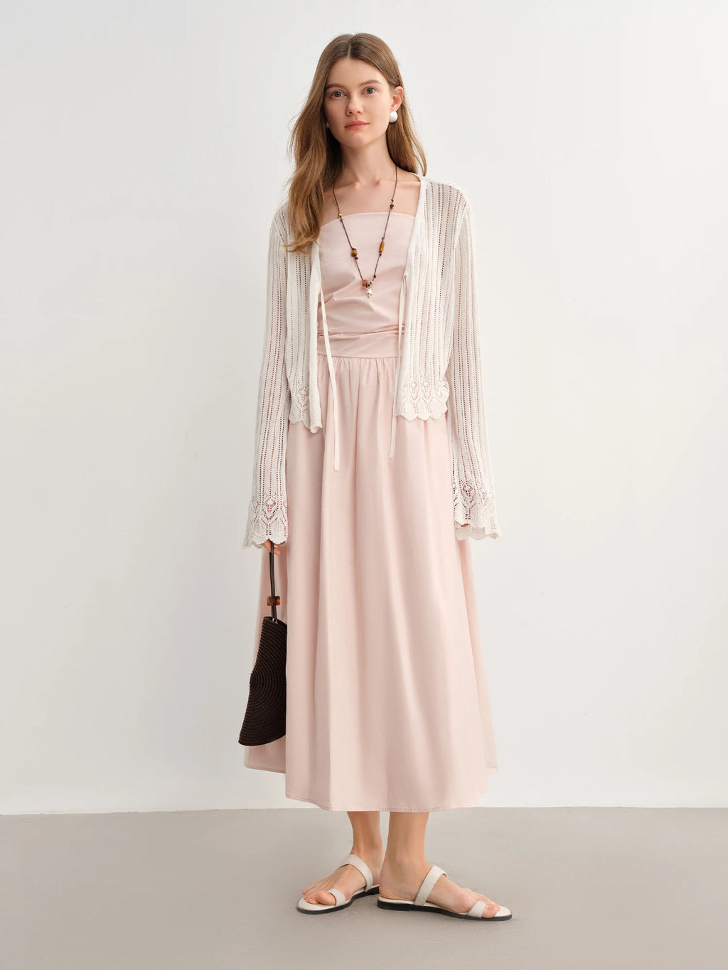 DUSHU Plus Size Women French Vintage Chic Dress 2025 Summer New Arrival Waist Flattering Strapless Dress