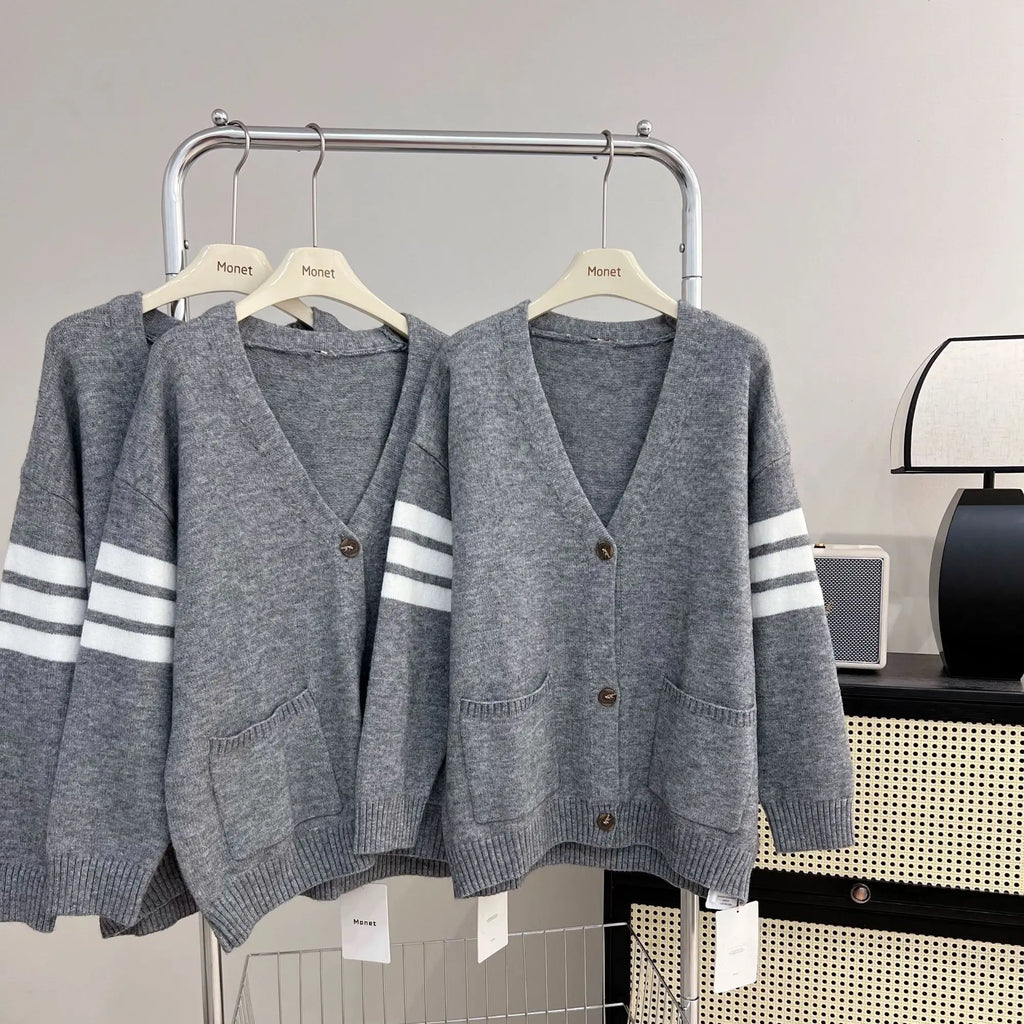 2024 Spring and Autumn New Women's Wear Korean Drama Lazy Style Knitted Cardigan Loose Soft Sweater