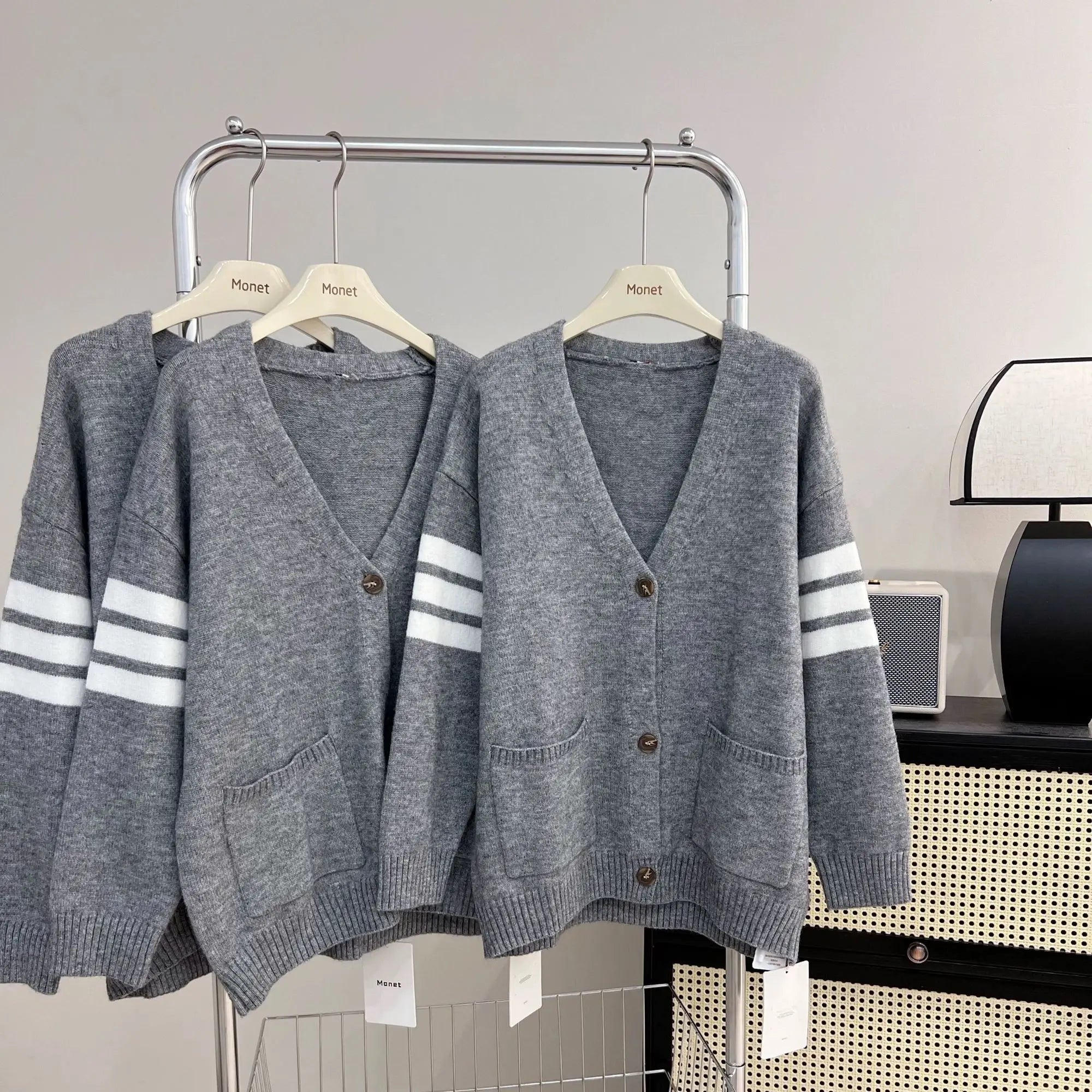 2024 Spring and Autumn New Women's Wear Korean Drama Lazy Style Knitted Cardigan Loose Soft Sweater