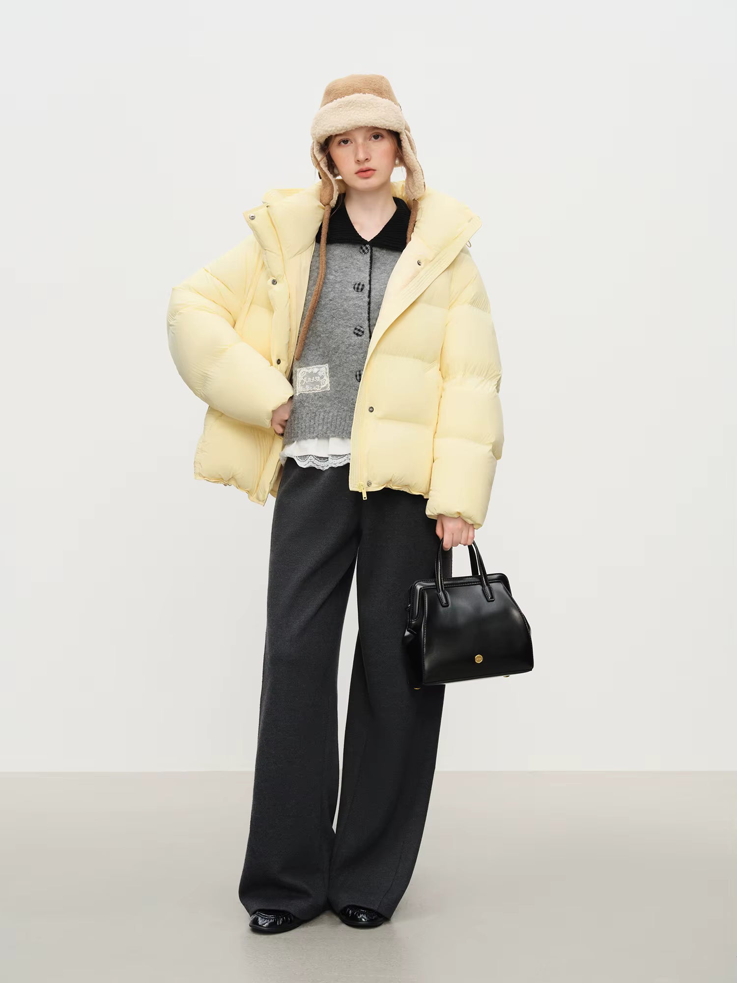 Winter 2025 Women's Preppy Style Color Block Knit Cardigan - Sweet Peter Pan Collar Casual Coatigan with Vintage Inspired