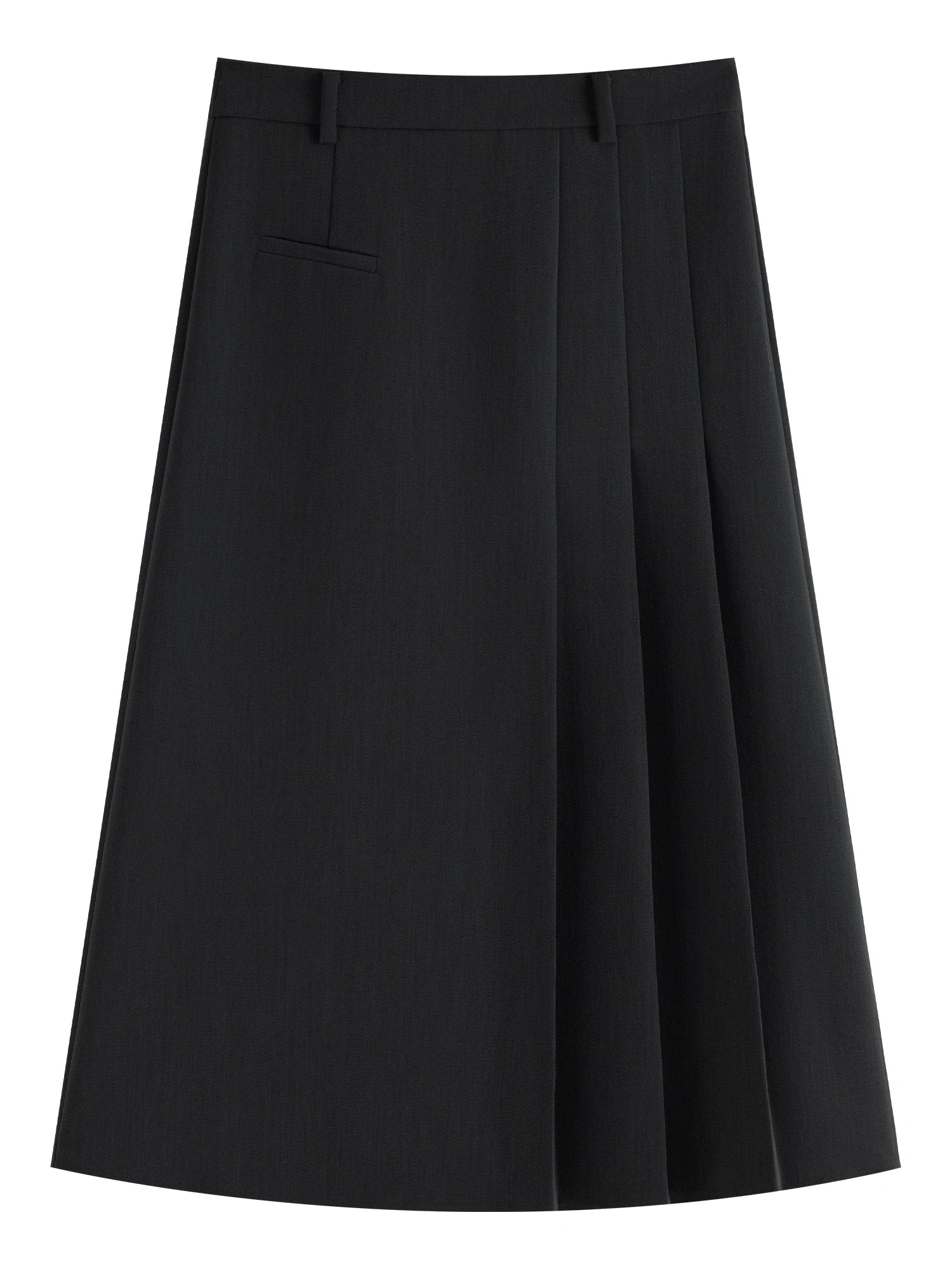 FSLE Irregular Pressed Pleated Black Gray Skirt For Female 2024 Winter New Design A Line Casual Versatile Long Skirt 24FS14356