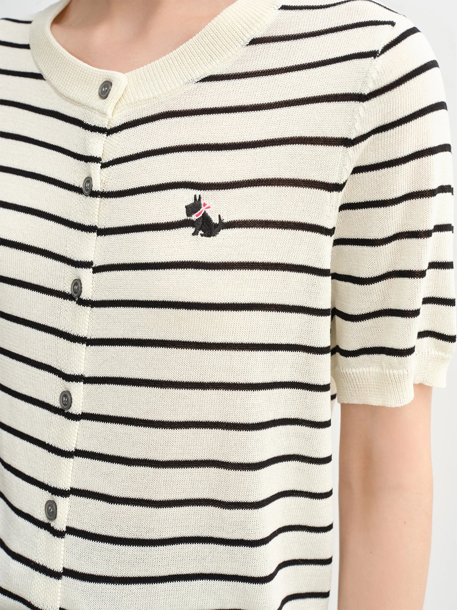DUSHU 2025 Summer Women's Striped Knit Cardigan - Office-Ready Texture & Casual Slimming Essential Women Cardigan