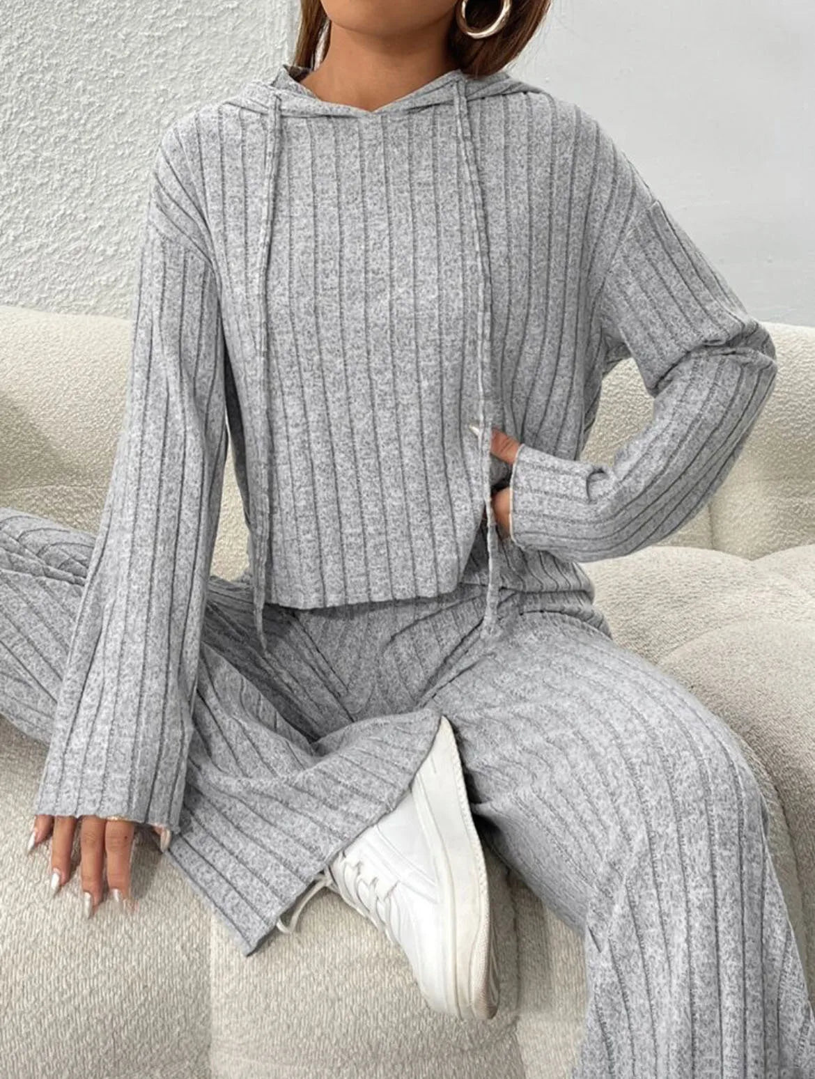 Solid Color 2 Piece Sets Women Outfit Hooded Top And High Waist Long Pant Sets Fashion Slim Ladies Suits 2023 Autumn Winter New