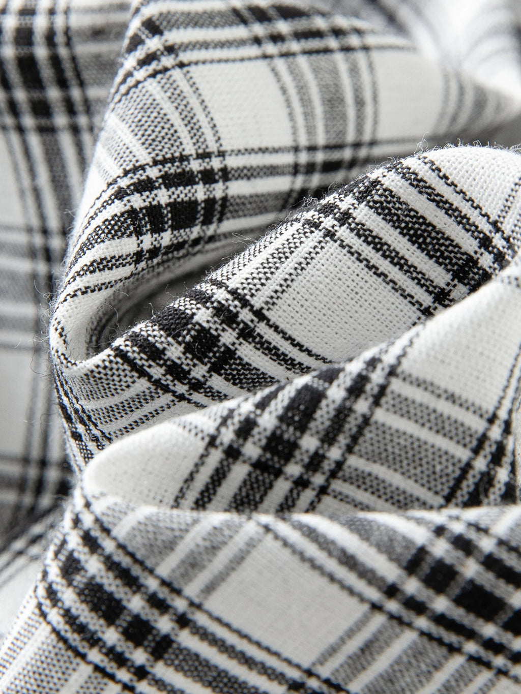FSLE 2025 Summer Plaid Dress - Black White Textured Ruffle V-Neck Short Flattering Silhouette Office to Party