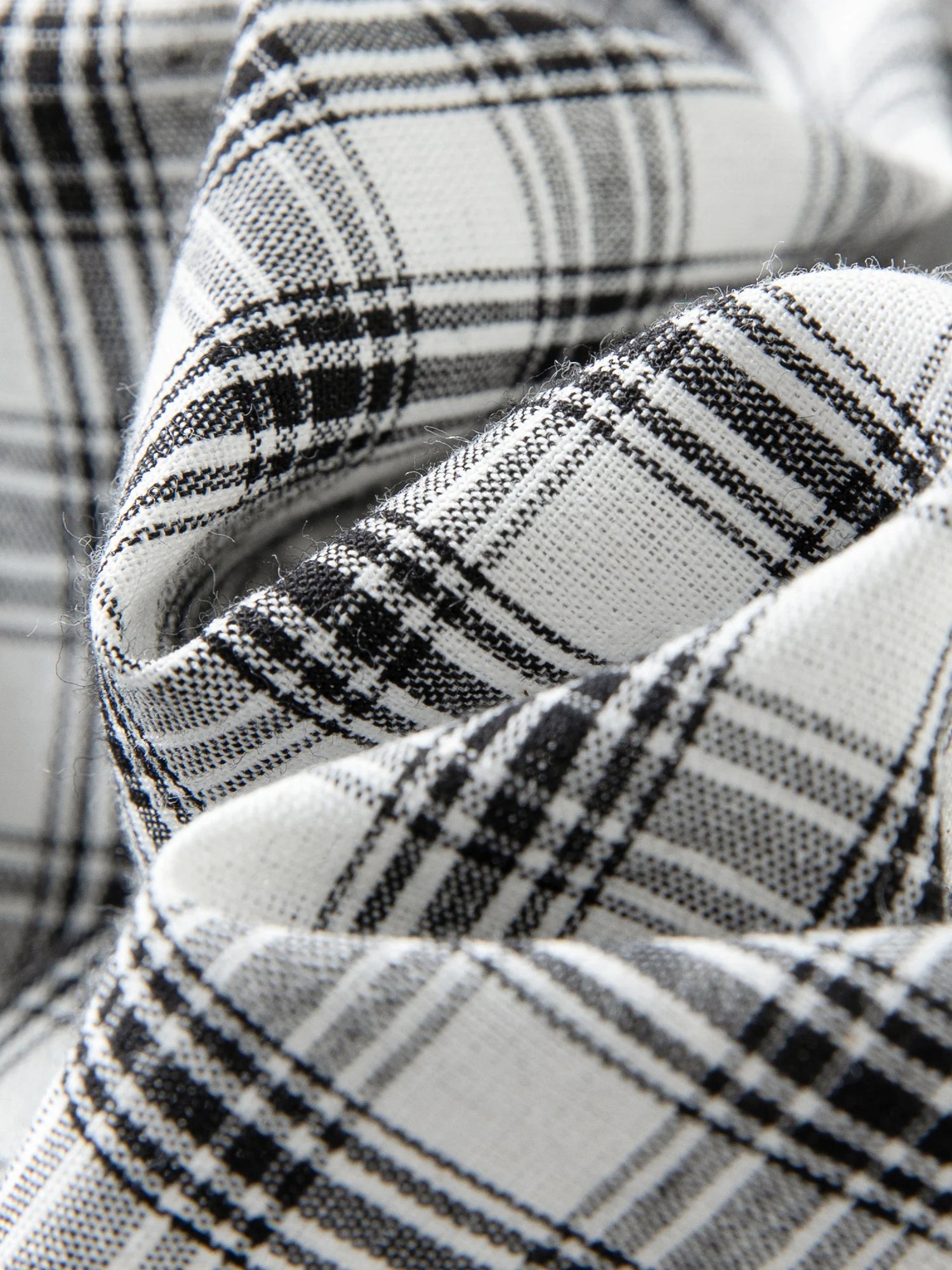 FSLE 2025 Summer Plaid Dress - Black White Textured Ruffle V-Neck Short Flattering Silhouette Office to Party