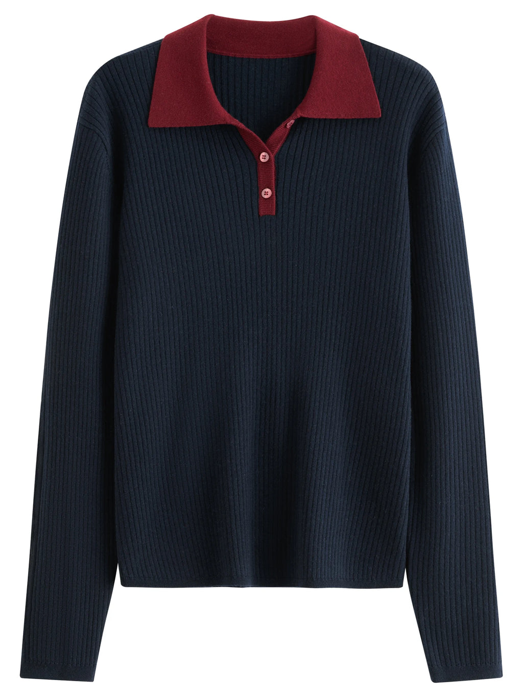 FSLE Silk and Wool Color Clash Polo Collar Knit Sweater for Women 2025 New Versatile Top Pullovers