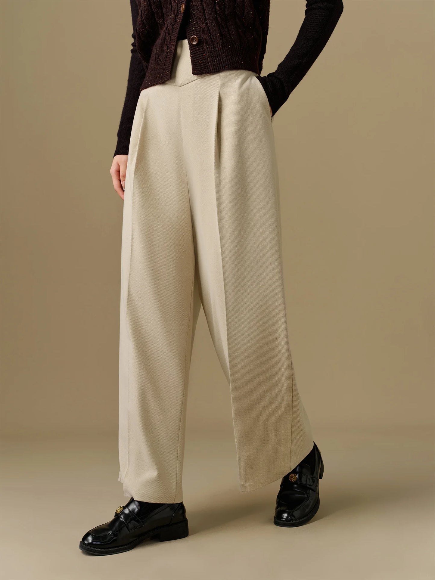 DUSHU Plus Size Inspired Waist Closure Versatile Casual Wide Leg Pants 2024 Winter New High Waisted Straight Leg Pants 24DS84387