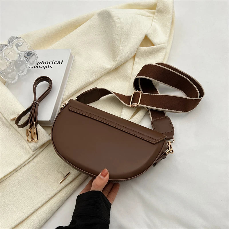 Small Leather Saddle Armpit Bags for Women Summer Chain Shoulder Crossbody Bag Ladies Vintage Underarm Handbags Woman bolsa