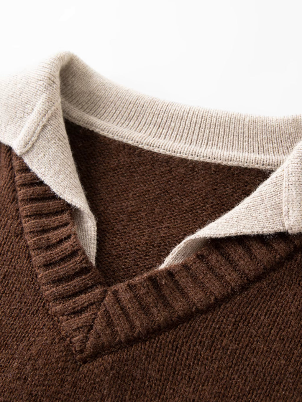 Fake Two-piece Design Pullovers Female Contrast Color Lapel Loose Casual Sweater for Women Winter 2025 New Style