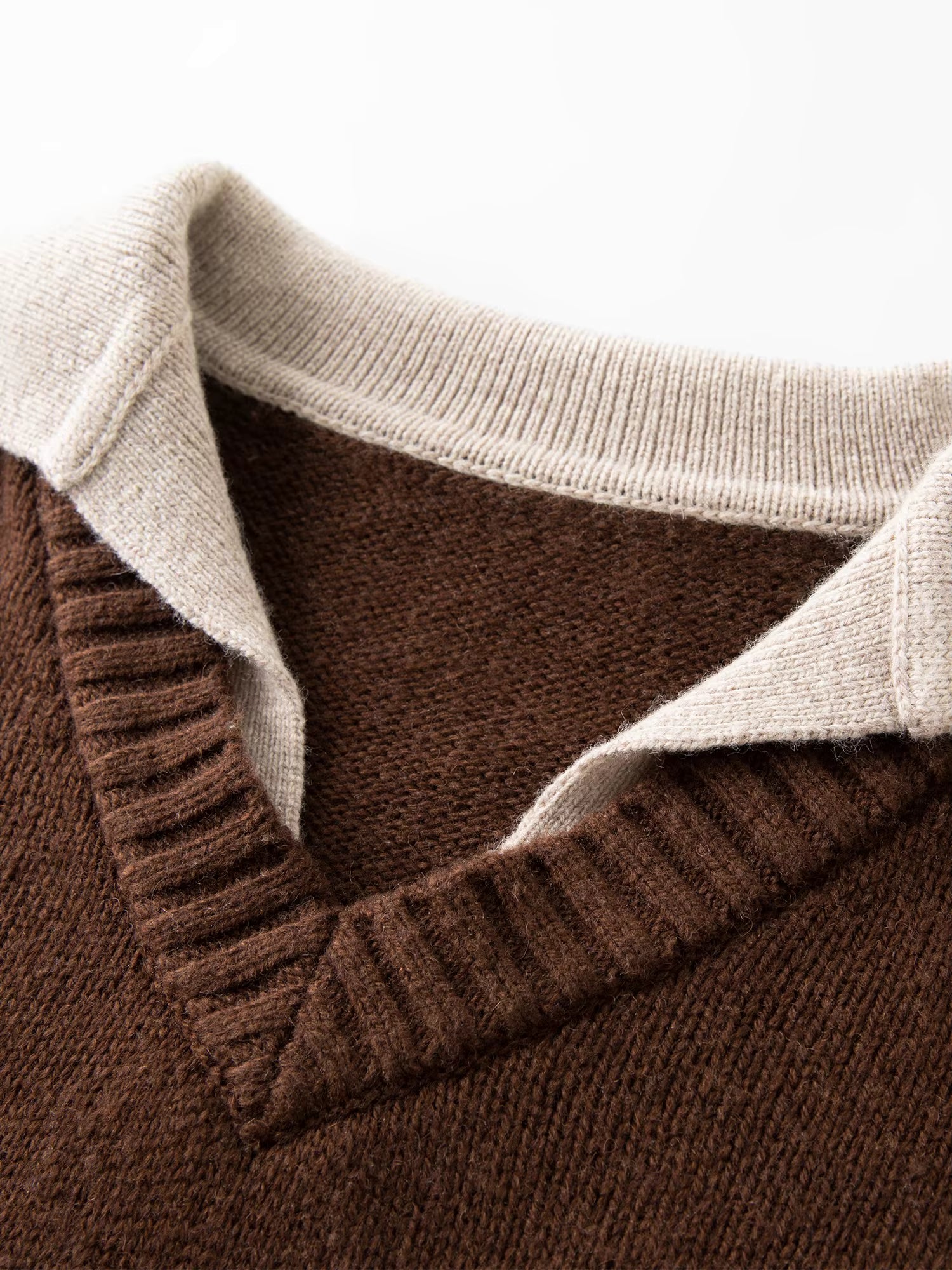 Fake Two-piece Design Pullovers Female Contrast Color Lapel Loose Casual Sweater for Women Winter 2025 New Style