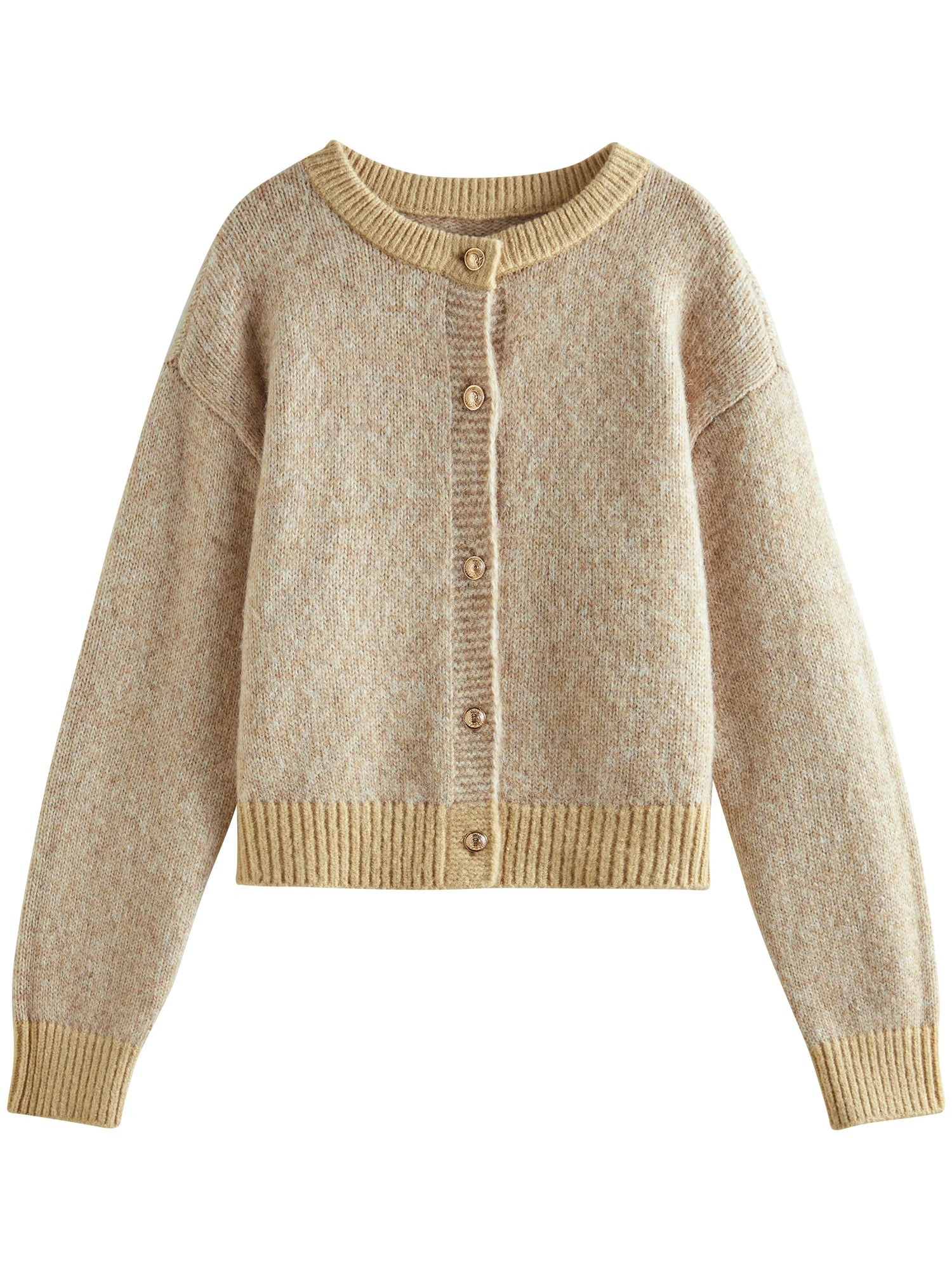 FSLE 2.8% Wool Retro Style Contrast Color Round Neck Cardigan Women Autumn Winter 2024 Colorful Dot Yarn Loose Sweater 24FS14027