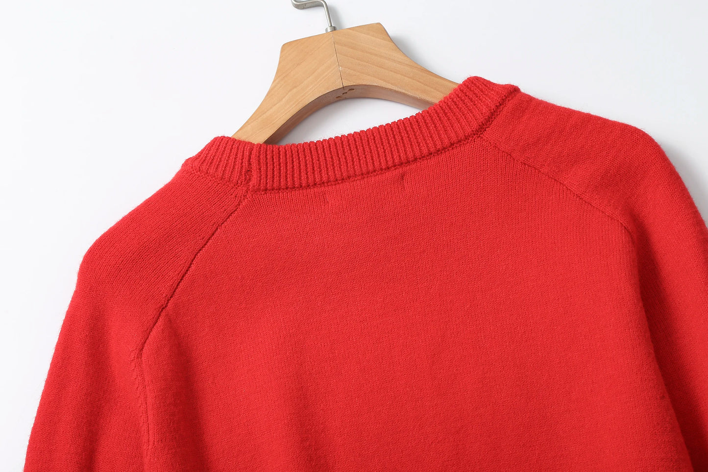 Ethereal MD 2023 autumn new style of Casual minimalist red bright wool blend crew-neck sweater