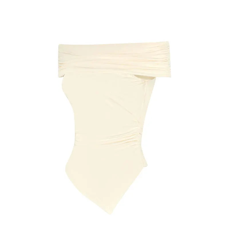 Women New T-shirt Summer Fashion Slash Neck Streetwear Casual Slim Versatile Tees Solid Sexy Off Shoulder Elegant Lady Clothing