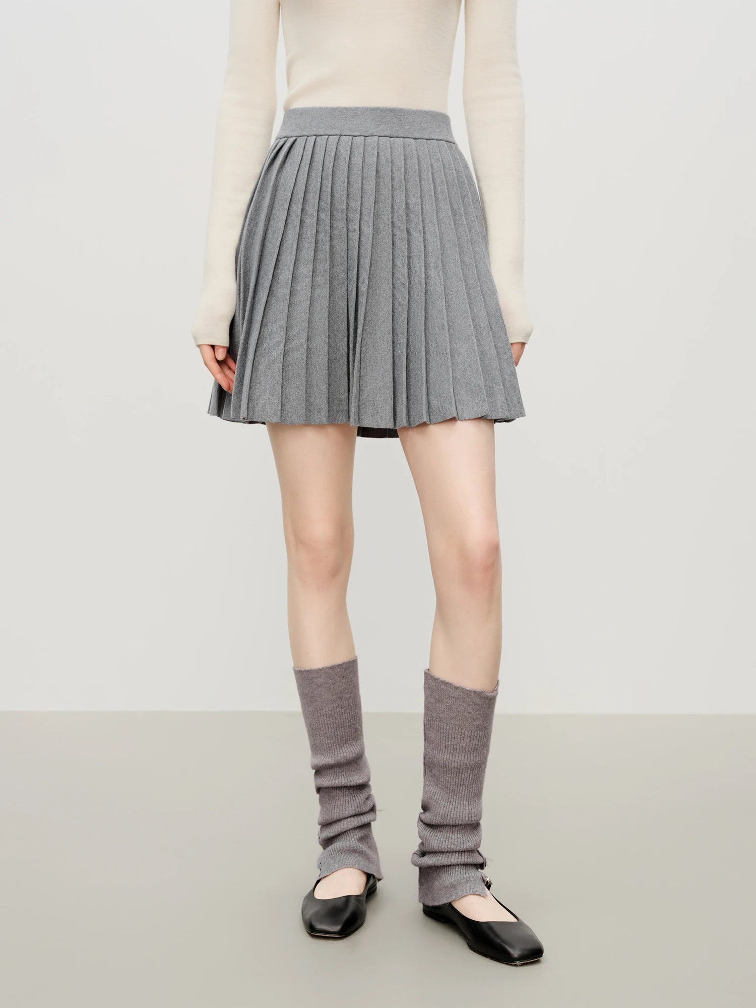 French 3D Flower Knit Sweater Two-Piece Fall Winter Slimming V-Neck Sweater Skirt Outfit Set Matching Sets Grey Skirts