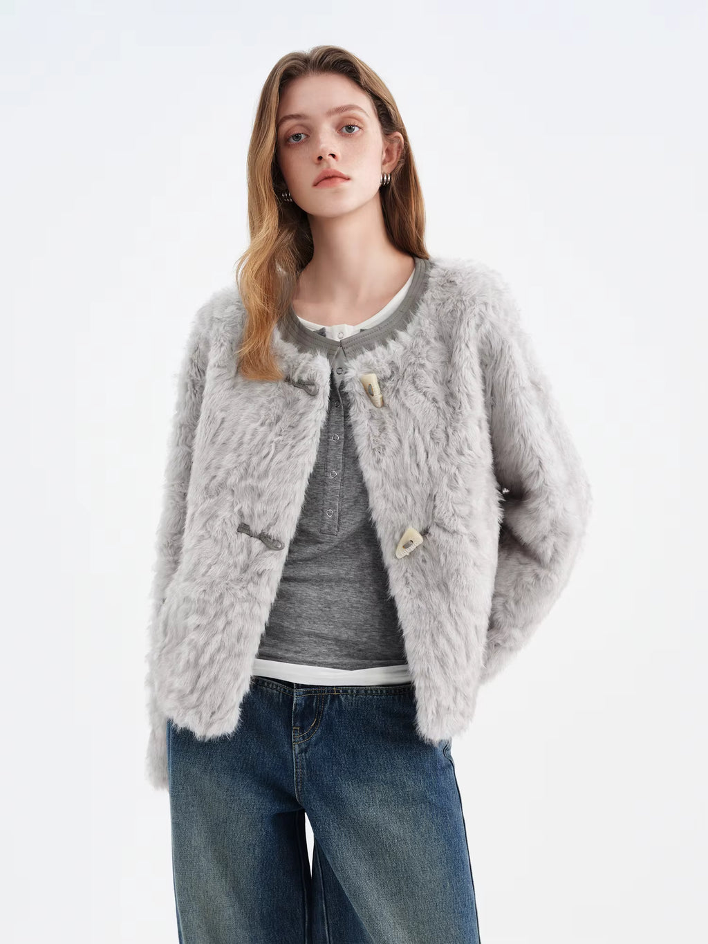 Premium Series】Faux Wool Embossed Suede Patchwork Short Jacket for Women 2025 Winter New Arrival College-Style Outerwear