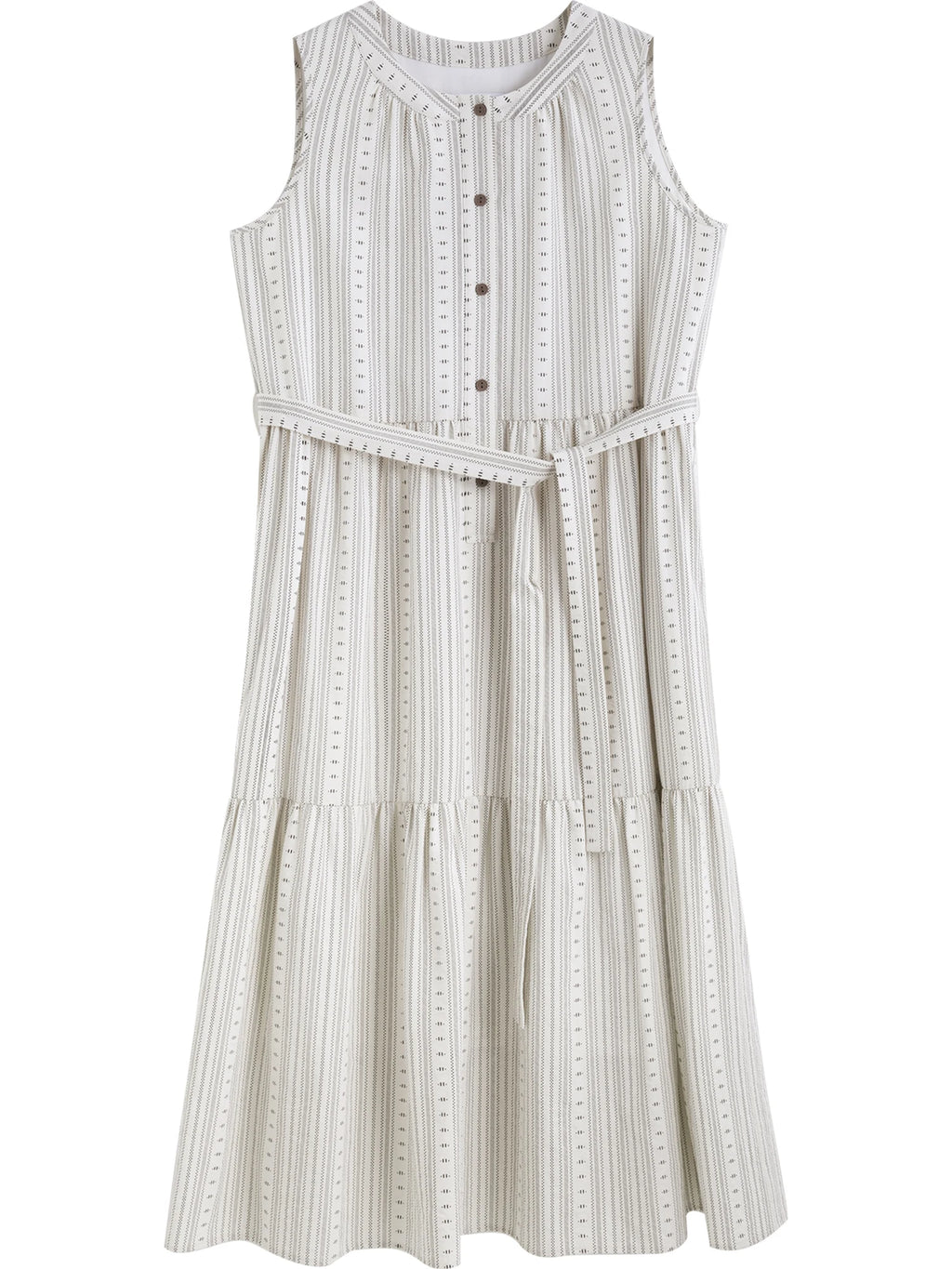 ZIQIAO Petite Boho Style Resort Sleeveless Dress - Women 2025 Summer New Arrival O Neck Slimming Waist-cinching A-line